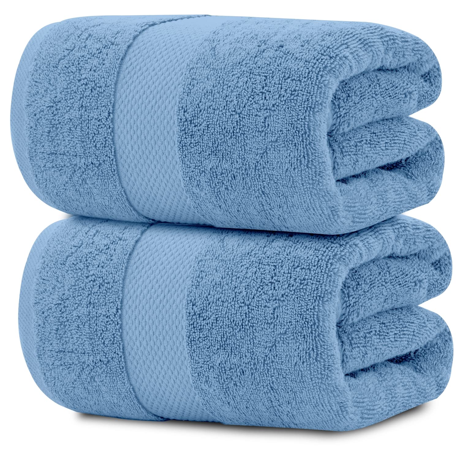Luxury Soft Bath Sheet Towels - 650 GSM Cotton Luxury Bath Towels Extra Large 35x70 | Highly Absorbent and Quick Dry | Hotel Quality Extra Large Bath Towels Oversized, Light Blue, 2 Pack