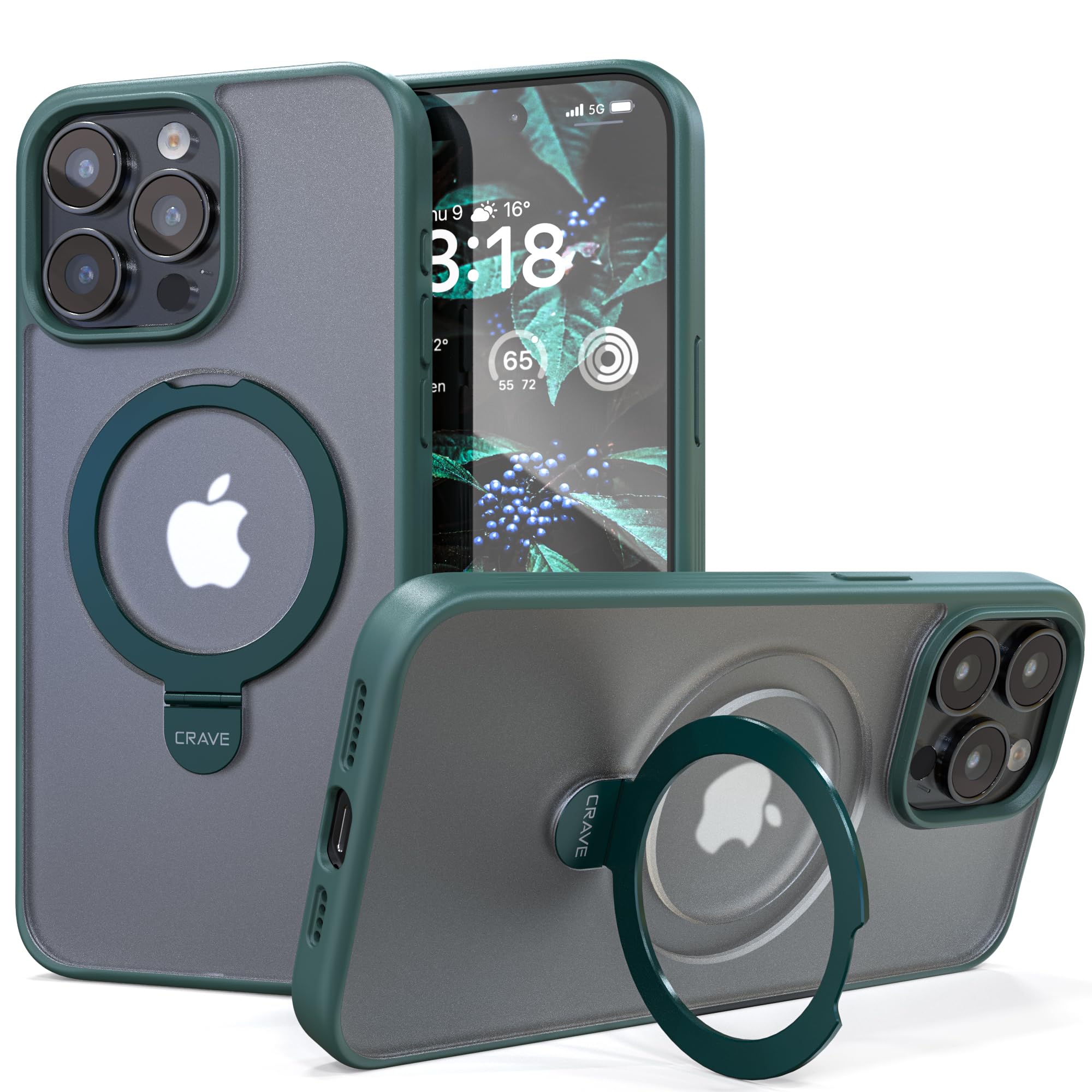 Crave Stand Case for iPhone 15 Pro Max, Compatible with MagSafe - Shockproof Protection Kickstand Case - Forest Green