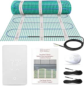 Electric Floor Heating Mat System – 160 Sq Ft Underfloor Heating With Programmable Thermostat For Tile & Laminate