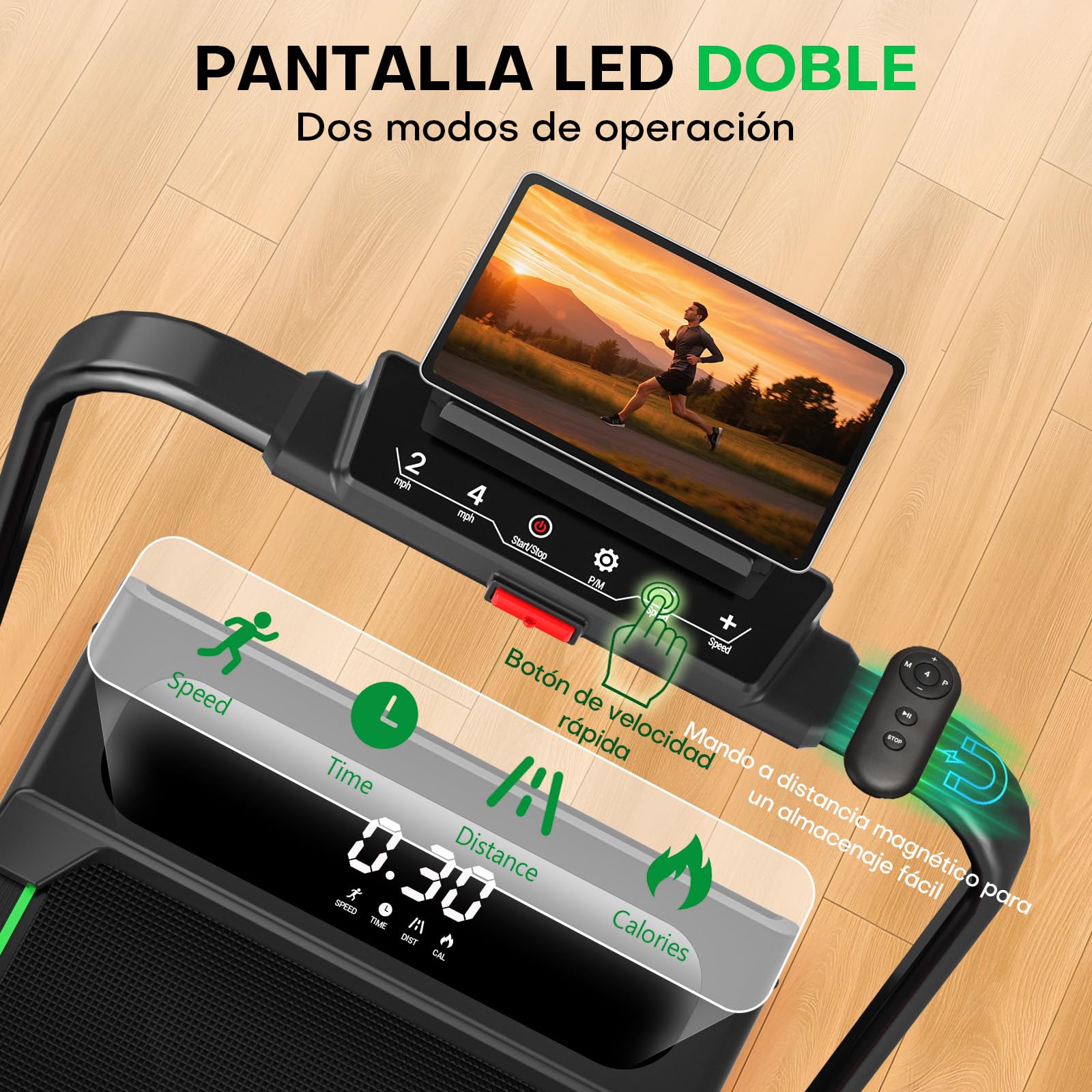 5 en 1 Cinta de Correr Plegable, 12KM/H Cinta de Correr con Inclinación 9%, 2.75 HP Cinta de Andar para Casa con Control Remoto y Pantalla LED, Apps y 12 Programas HIIT, Soporte 150 KG