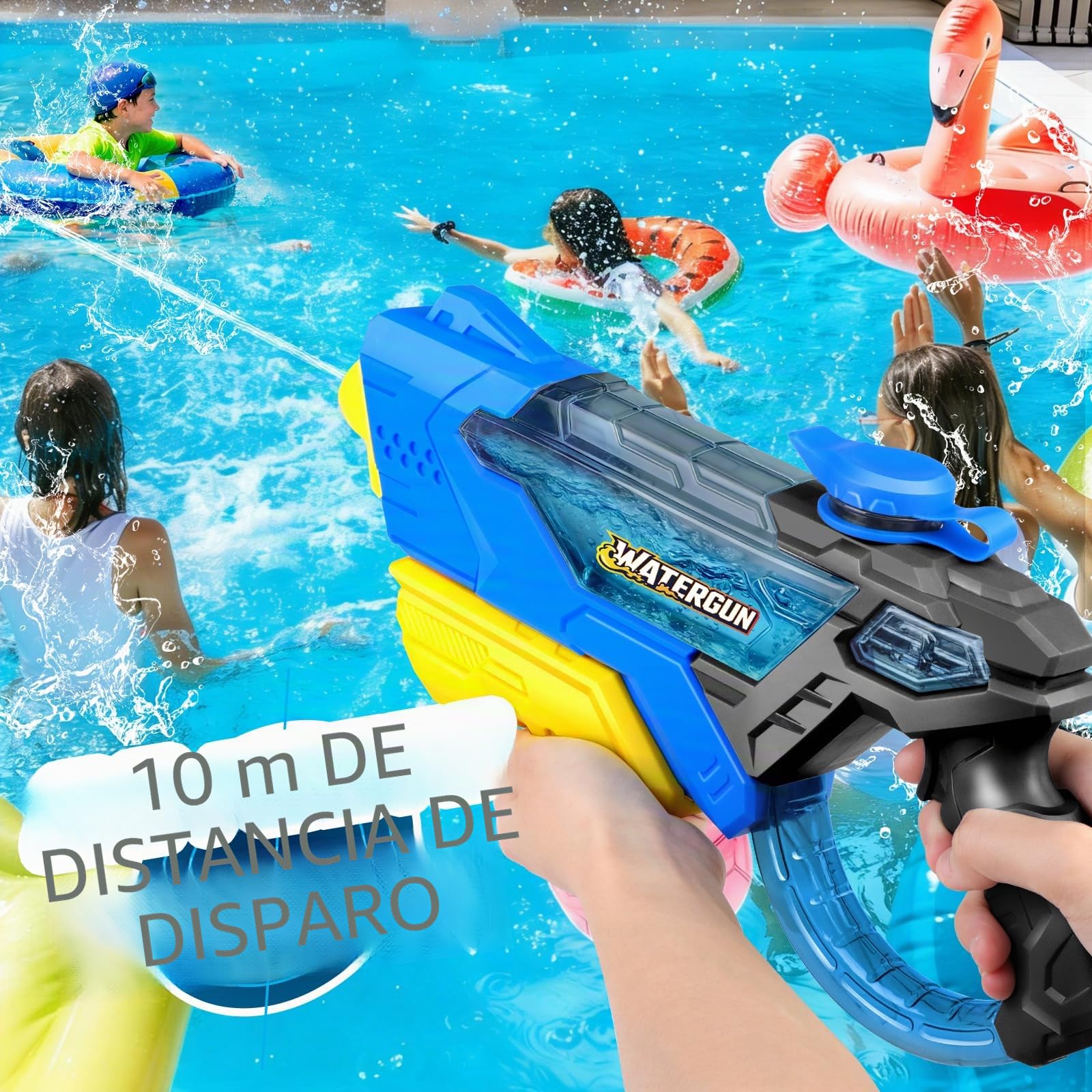 Pistola de Agua Doviden para niños – Alcance de 10 m, Pistolas de Agua de 600 ml con Bomba, súper Pistola de Agua para Adultos, Juguete de Agua para Piscina al Aire Libre, Playa y jardín para niños