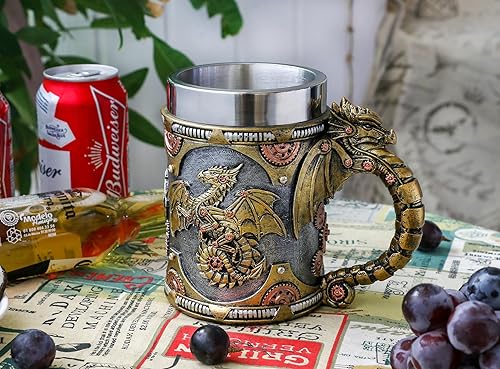 Miniatura 7 de alikiki Taza de Dragón Medieval Steampunk  Taza de Café Grande Dragón Mecánico Regalo D&D para Hombres Regalos del Día del Padre  21 OZ Tazas de