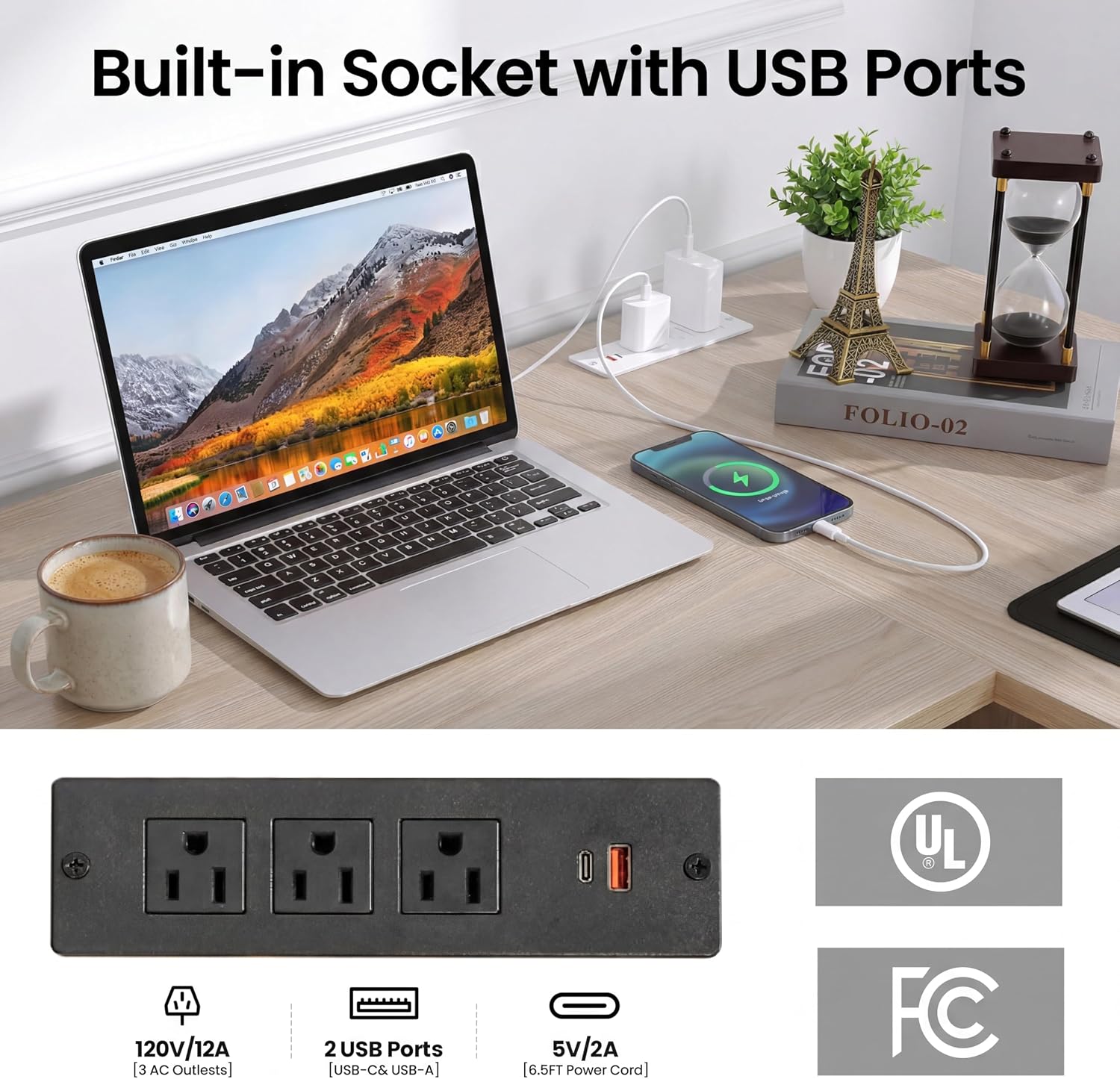 63in L Shaped Standing Desk with Outlets, Electric Sit Stand Up Desk Adjustable Height, Corner Desk with Mouse Pad, Hooks, Home Office Writing Gaming Big Computer Workstation, Oak Grey