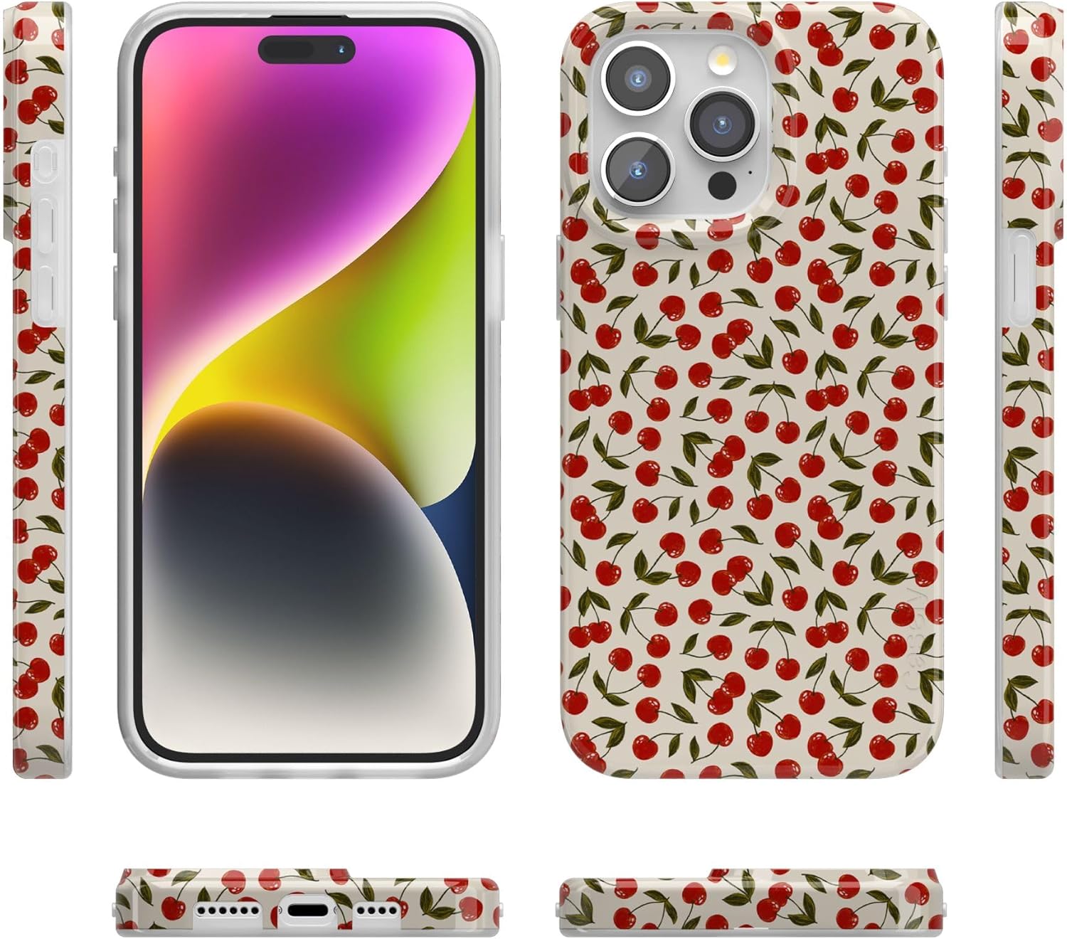 Casely iPhone 15 Pro Case | Cherry on Top | Red Cherries | Compatible with MagSafe | Classic Ultra Thin Design