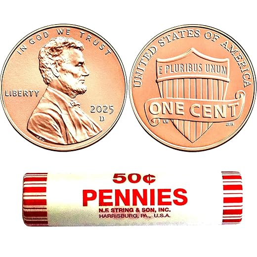 2025 Penny Cent Roll -Denver Mint Uncirculated