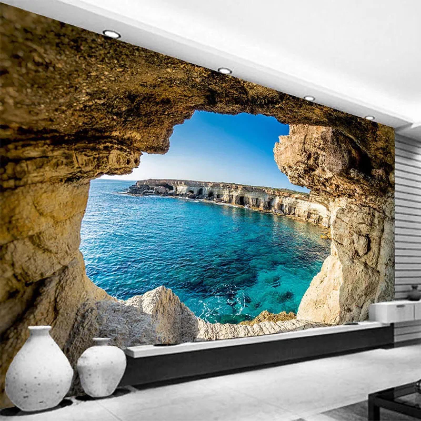 Peinture murale paysage de grotte moderne pour salon et chambre