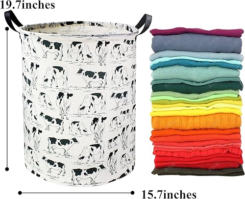 Miniatura 7 de HIYAGON Cesta de lavandería con estampado de vaca, impermeable, organizador para decoración de habitación para niños y niñas, juguetes, niños,