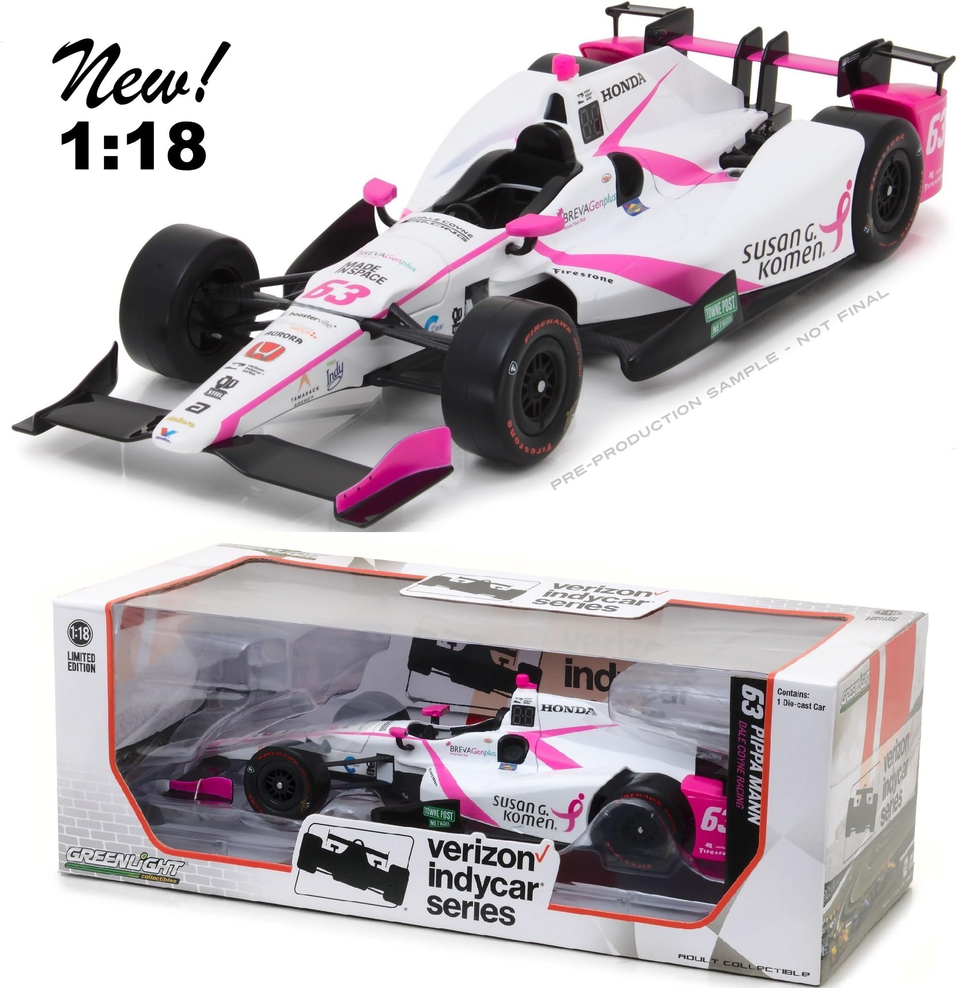 Greenlight 11016 2017 #63 Pippa Mann Diecast Model Car 1:18