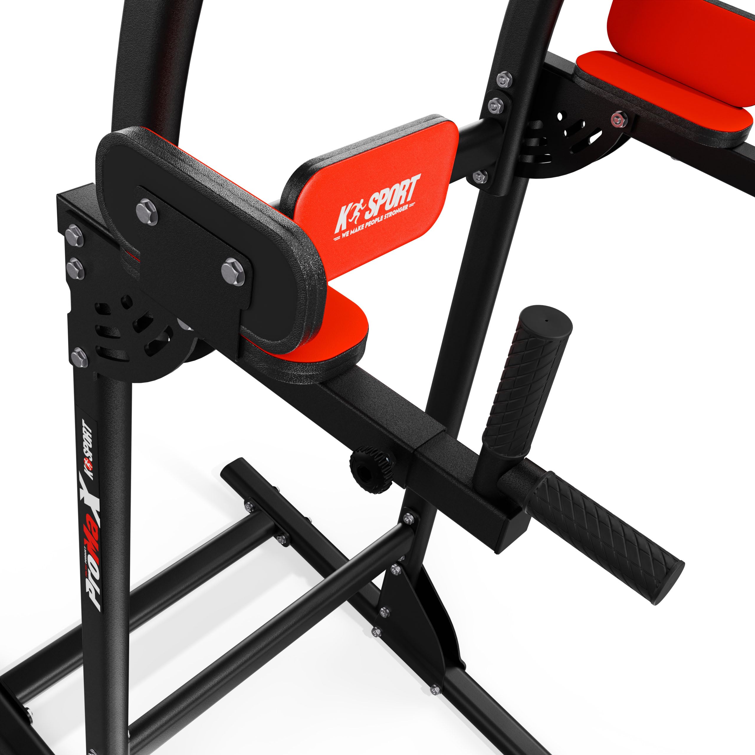 K-Sport: Power Tower Fitness Aparato | Barra de dominadas independiente | Torre de fuerza multifuncional de hasta 150 kg | Fitness Tutm | Torre de fuerza con estación de inmersión y barra de dominadas
