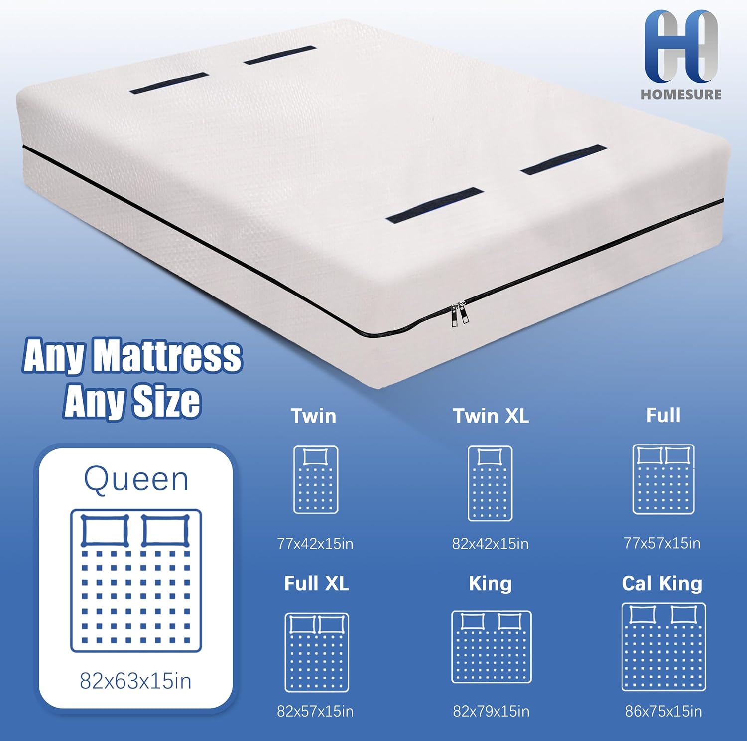 HOMESURE King Mattress Bag for Moving and Storage, Semi-Transparent, Heavy Duty, Strong Zipper Closure, 8 Handles, Eco-Friendly