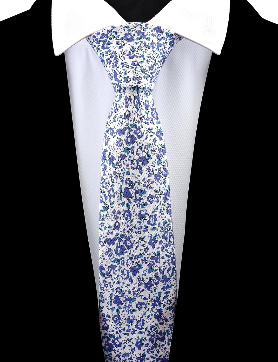 GUSLESON Fashion 2.4"（6cm） Floral Skinny Tie for Men Slim Flower Print Cotton Necktie for Wedding Party - Image 2