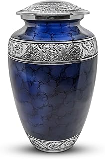 Titan Casket Cremation Urn (Dark Blue) Handcrafted Adult Urn for Human Ashes - Aluminum with Dark Blue Enamel Finish