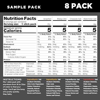 LMNT Keto Electrolyte Powder Packets | Paleo Hydration Drink Mix | No Sugar, No Artificial Ingredients | Sample Pack | 8 Stick Packs
