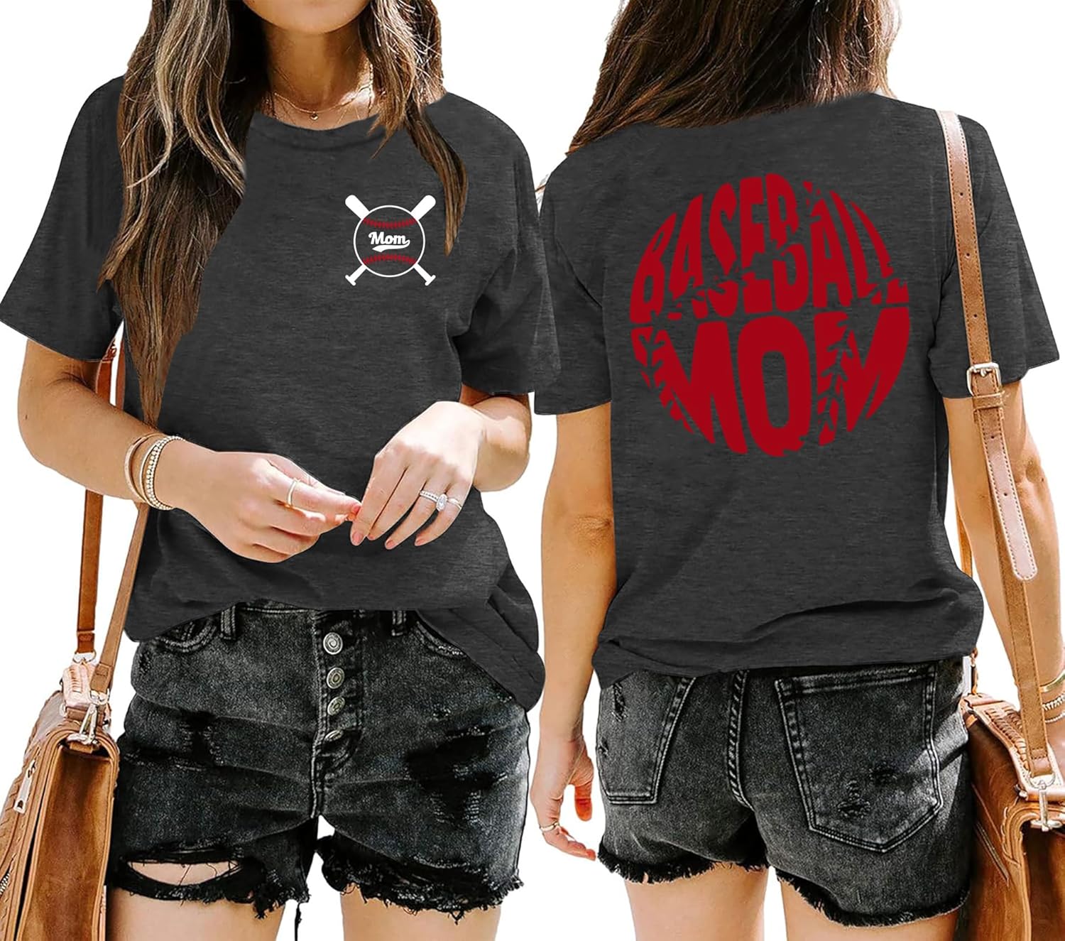 Baseball Mom Shirt for Women: Funny Baseball Tee Shirt Baseball Mama Short Sleeve Casual Tee Tops