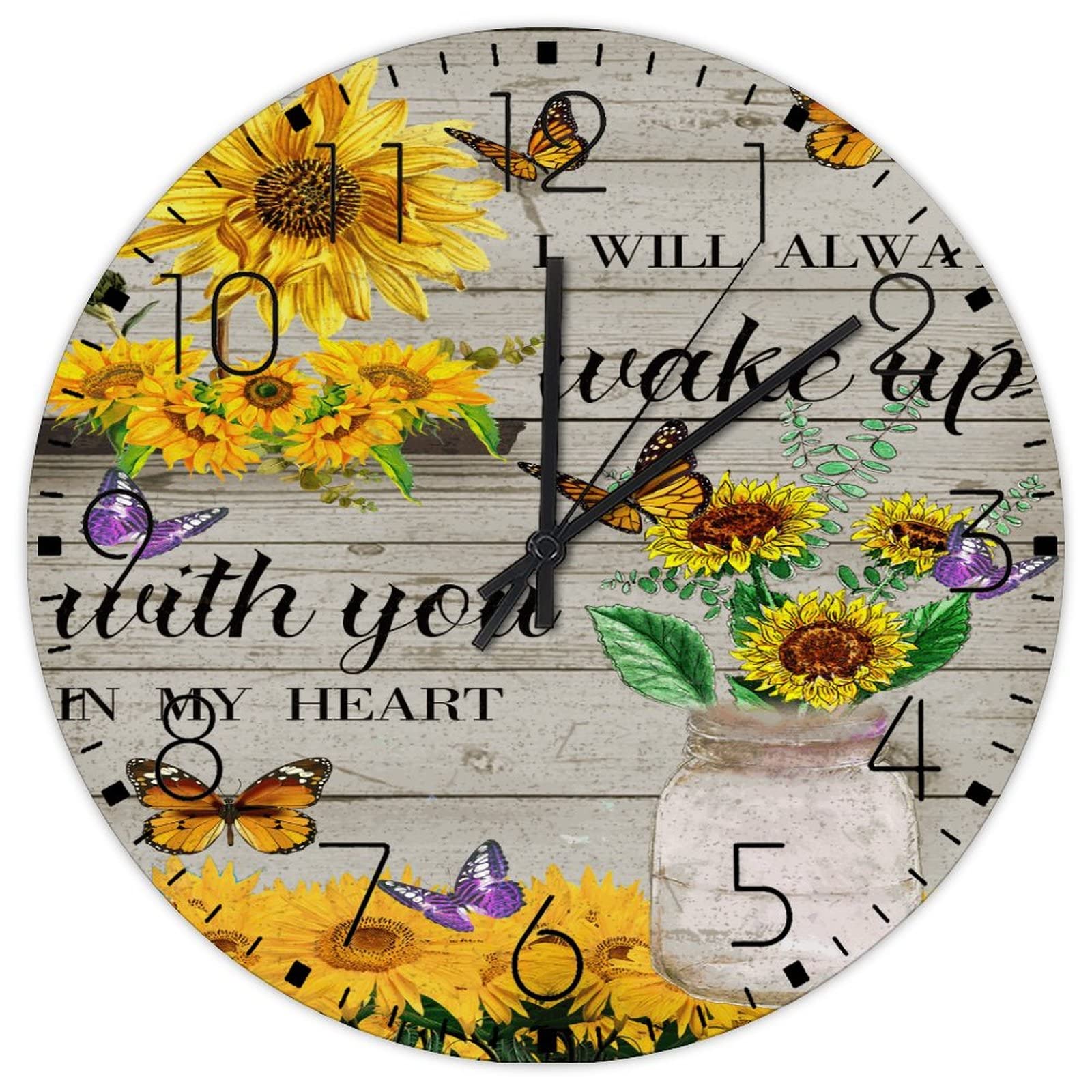 Horloge minimaliste romantique avec message bienveillant pour décoration murale