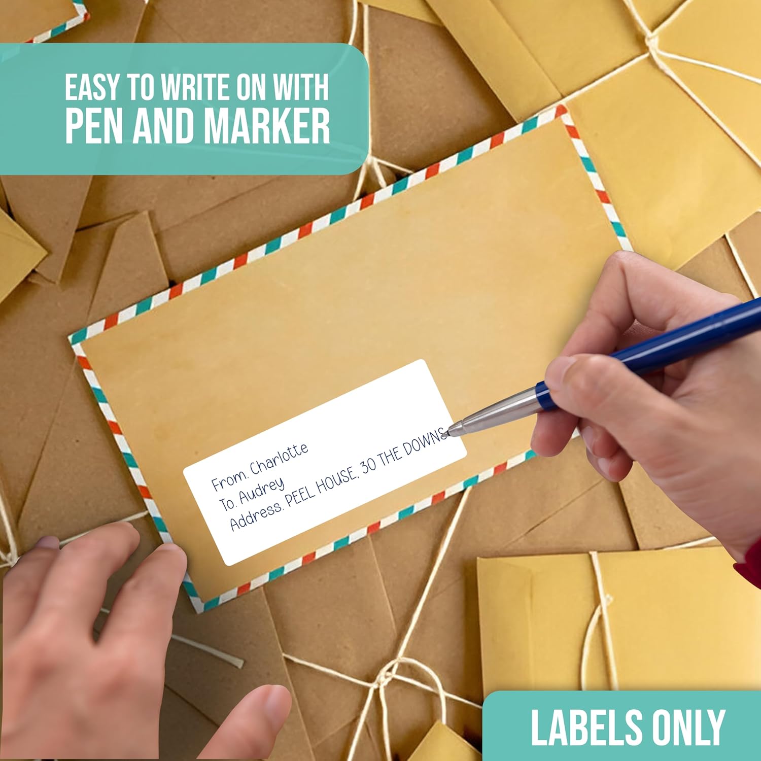 Creavvee® 112 Pack White Address Labels – Self-Adhesive Labels 89 mm x 36 mm – Easy to Write On – Strong Stick, Easy Peel – Ideal for Mailing, Shipping, Organizing, Office & Home Use