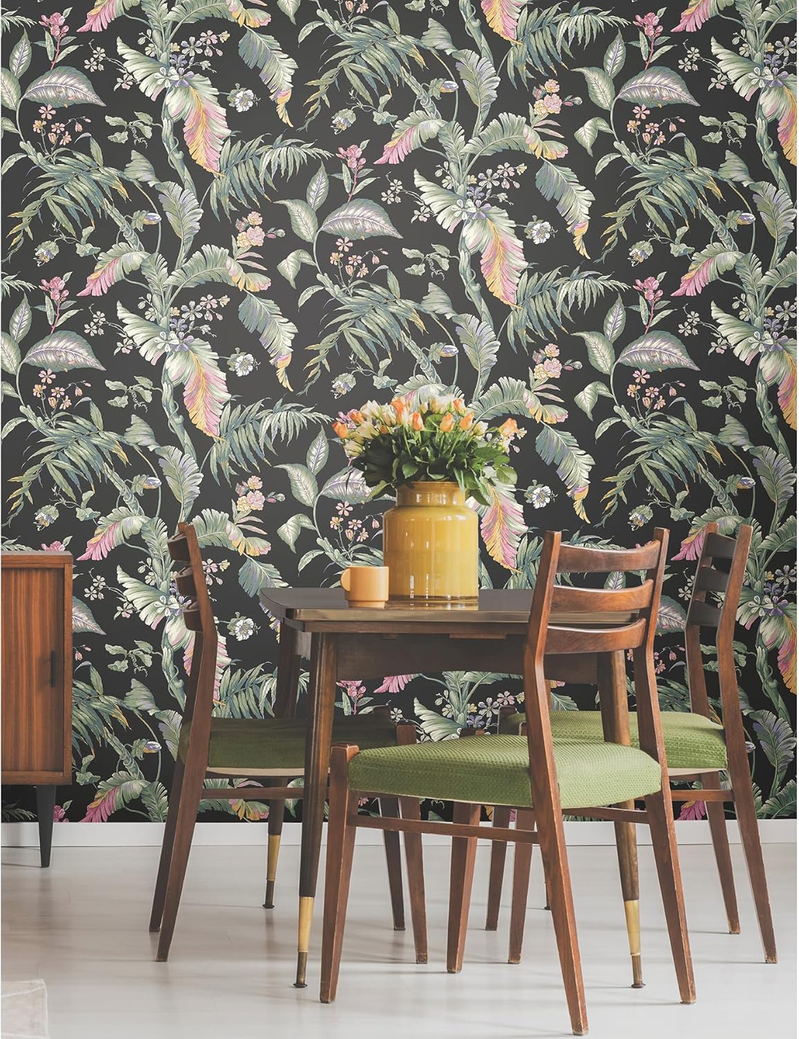 York Wallcoverings PSW1368RL Black Multi Fiji Garden Premium Peel and Stick Wallpaper