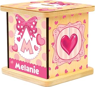 Wooden Kids Piggy Bank, Personalized Gift Handmade in USA by BloomOwl, Custom Piggy Bank for Girls, Personalized Banks for Boys, Baby Piggy Bank (Minnie Mouse)