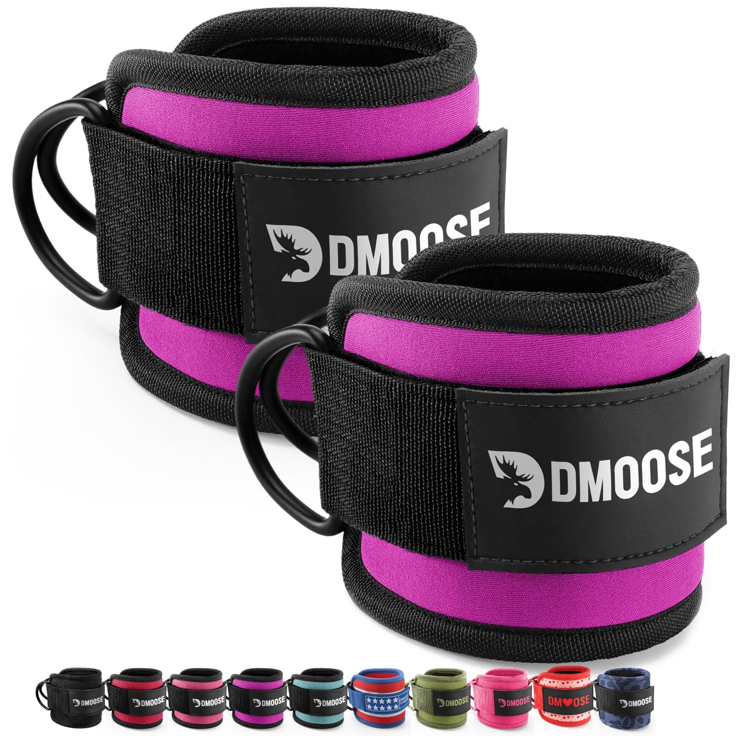 DMoose Ankle Strap For Cable Machine – One Size Fit With Premium Padding, Glute Kickback Ankle Strap, Ankle Cable Straps For Workout, Booty Workout, Leg Extension, Hip Abductors & Lower Body Exercises