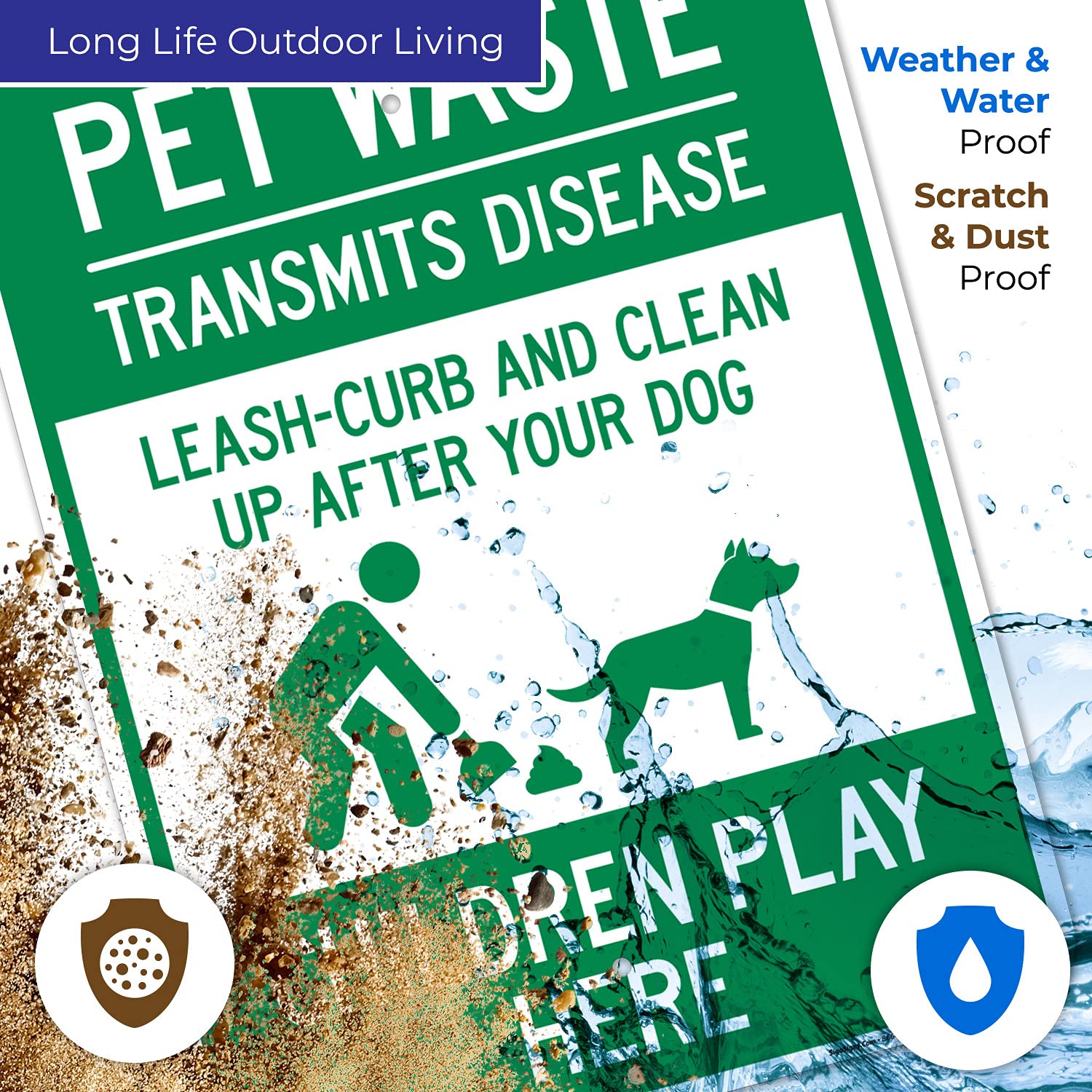 Pet Waste Leash Curb and Clean Up After Your Dog Children Play Here 18x24 Inches, 55 mil Thick HDPS (high Density polystyrene), Made in USA