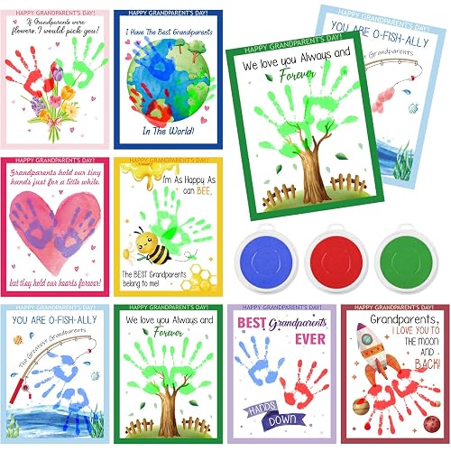 Cinrobiye 24 Set Happy Grandparents Day Craft Grandparent Handprint Craft