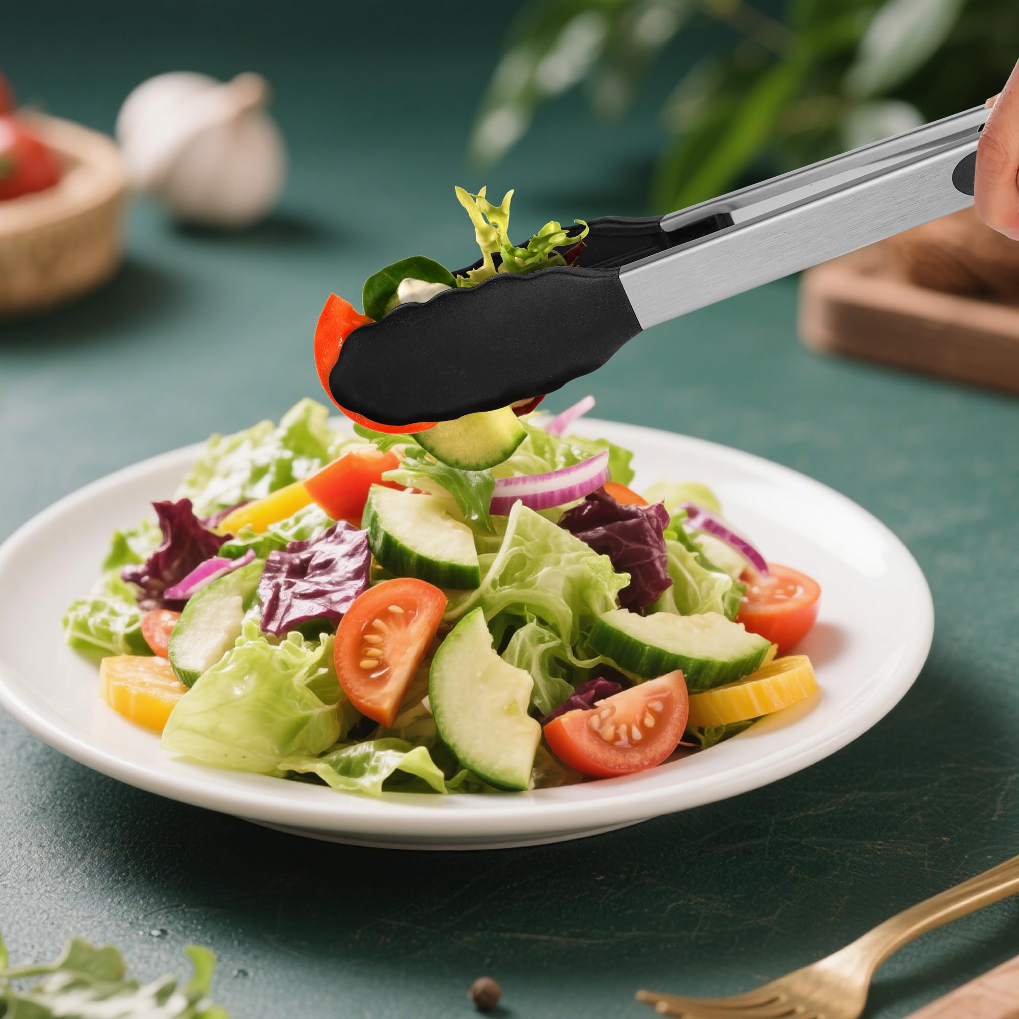 Elalove Pince Barbecue et Cuisine 39 cm en Silicone Alimentaire Sans BPA - Résistante à la Chaleur pour Four, Grill et Ustensiles de Cuisine, Noir