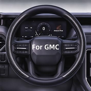 Yangday Leather Steering Wheel Cover for GMC Sierra 1500 2500 3500, 14.5-15 inches Car Steering Wheel Cover with Anti-Slip Massage Particle Carbon Black