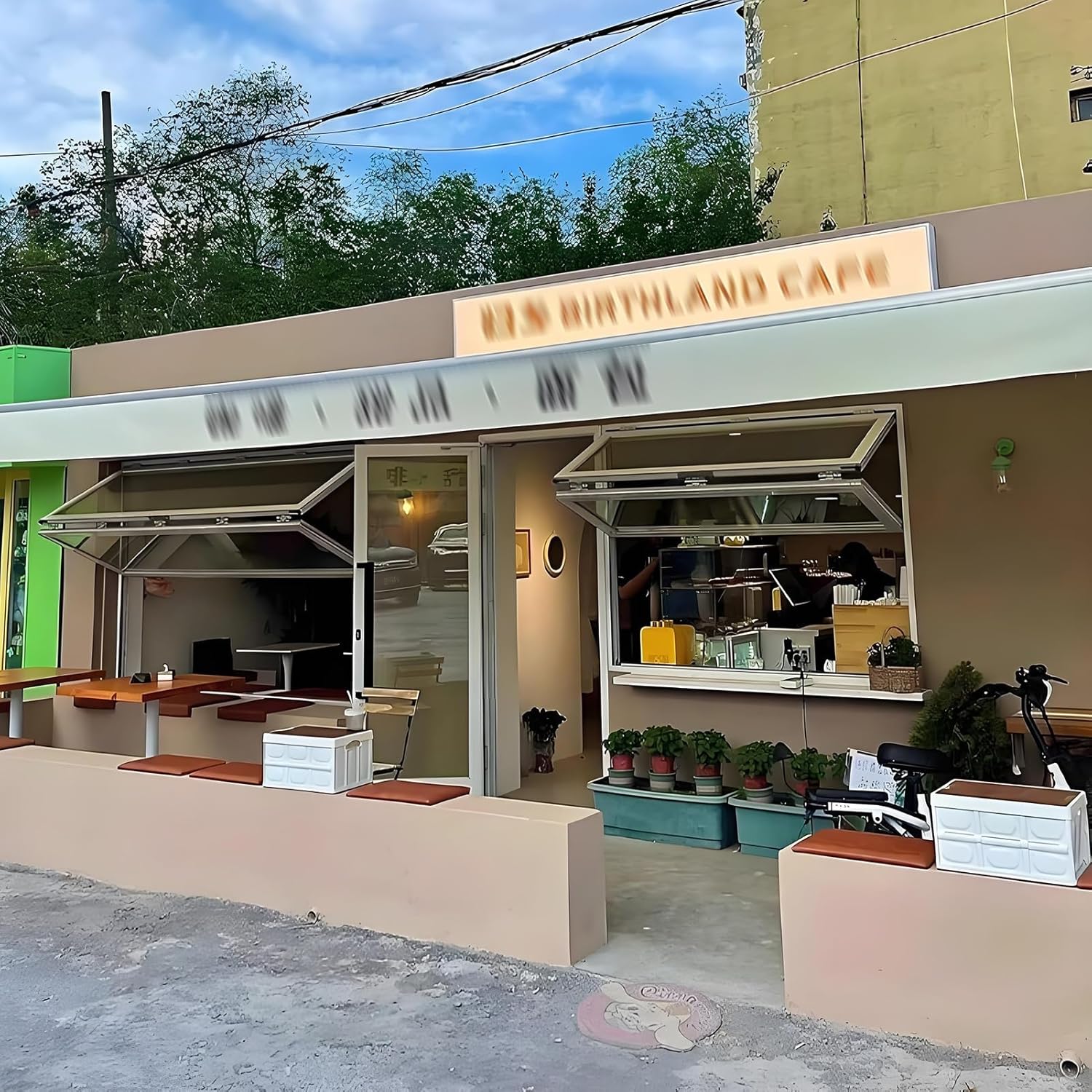 YVYKFZD Aluminum Concession Window, Food Truck Serving Window, Flush Mount Ventilation Sliding Window, Manual Folding Window with Safety Lock for Business Kitchen(36x36in/91x91cm)