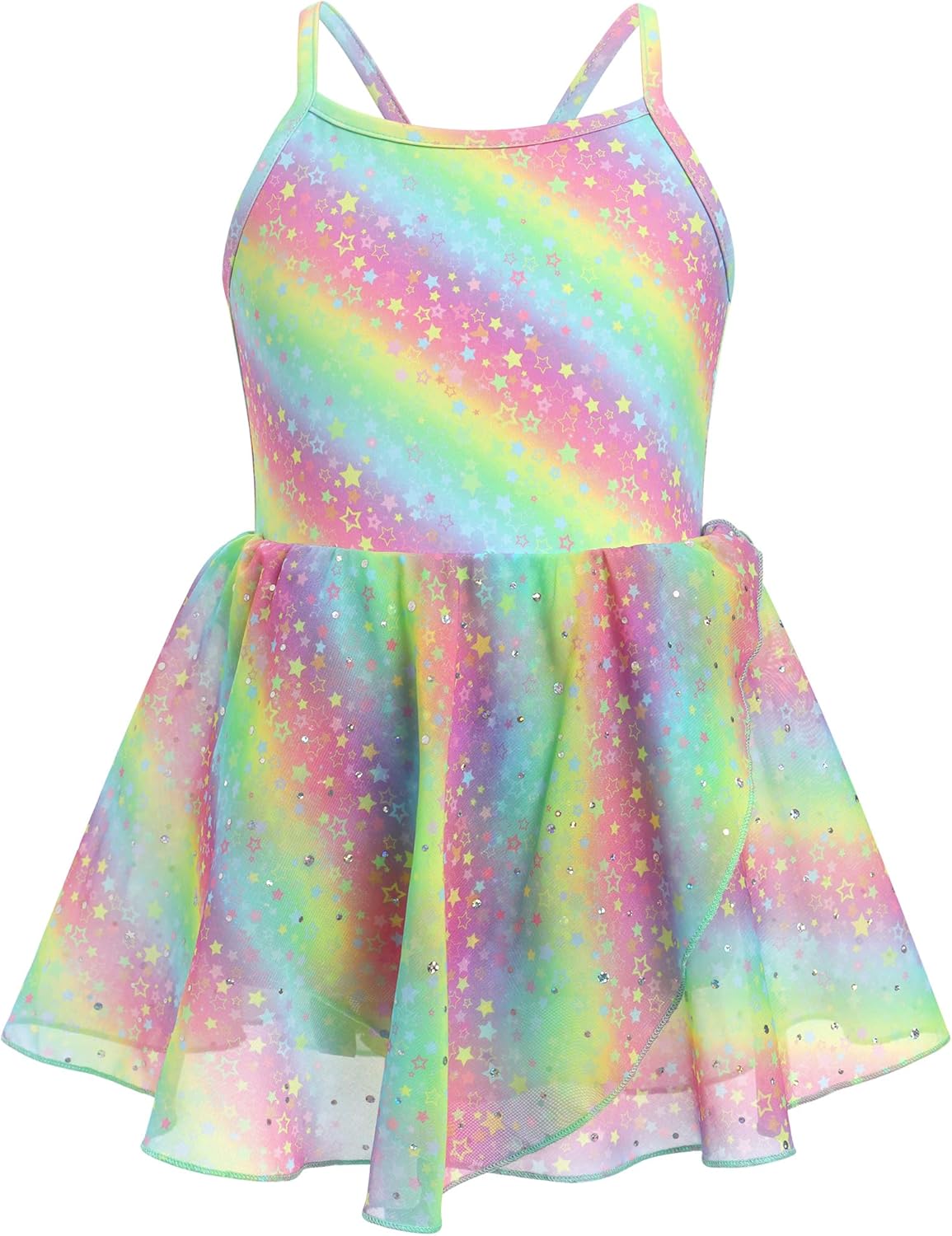 Ballet Leotards for Girl with Shiny Sequins Tulle Skirt Ballerina Dance Outfits Toddler Cross Back Ballet Dress