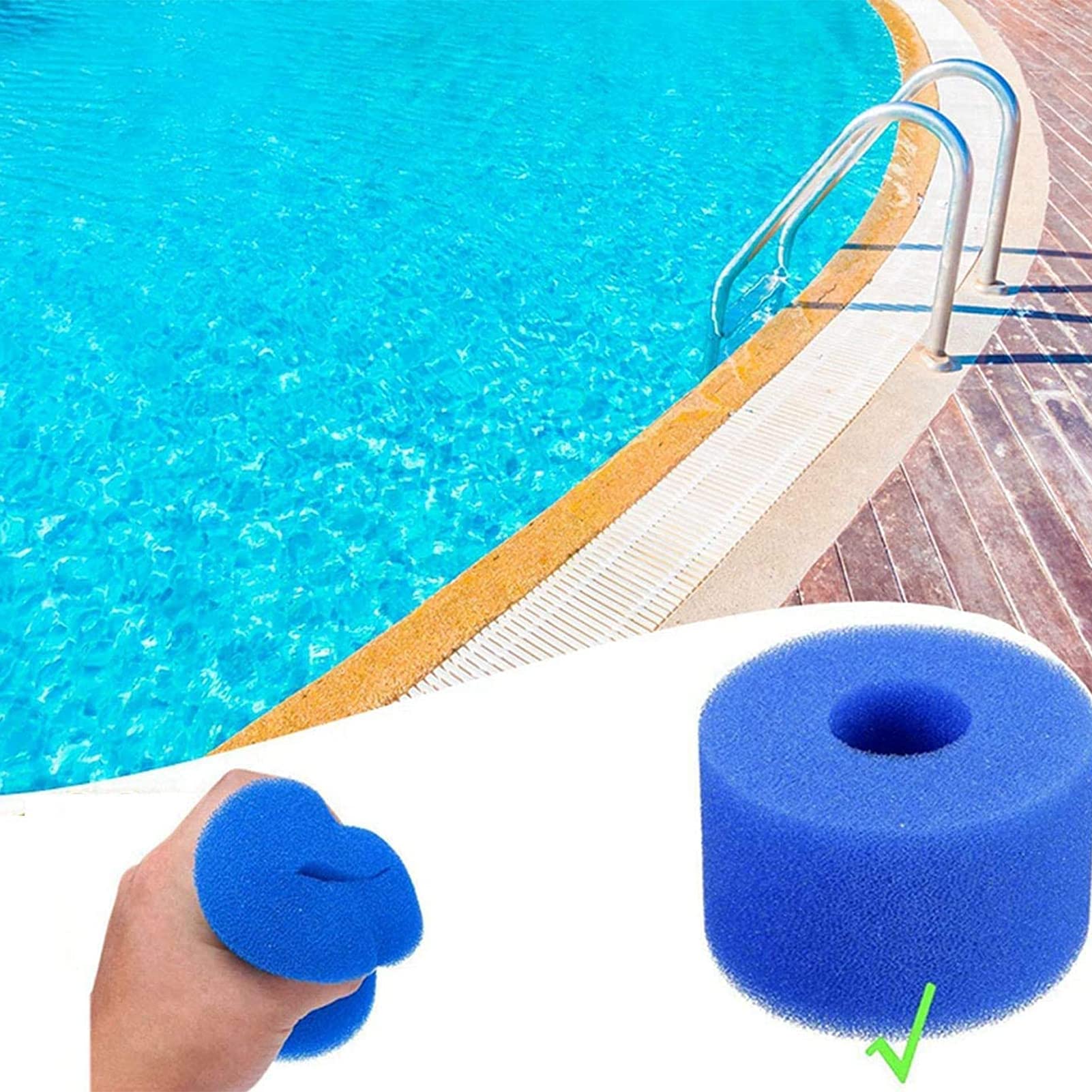 10 Paquet de Filtre à Mousse de Piscine - Cartouche de Filtre à éponge réutilisable Piscine Nettoyant Filtre de Filtre de Filtre pour Type H/A / S1 / I/II/VI/D/VII/B,10 Type VII/D