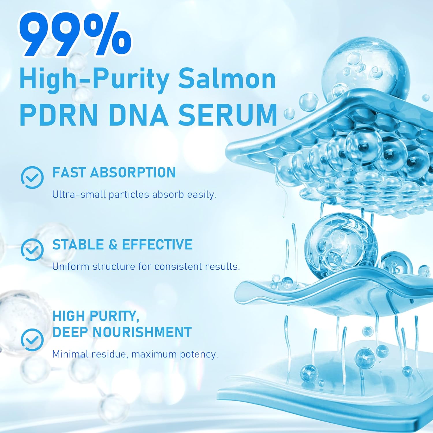 Salmon DNA PDRN Korean Collagen Hyaluronic Acid Ampoule, Anti-Aging Hydrating Serum with Glutathione, Niacinamide & 5000ppm Salmon Egg DNA, Firming Brightening Improves skin Radiance 0.05 fl.oz x 40e - Image 3