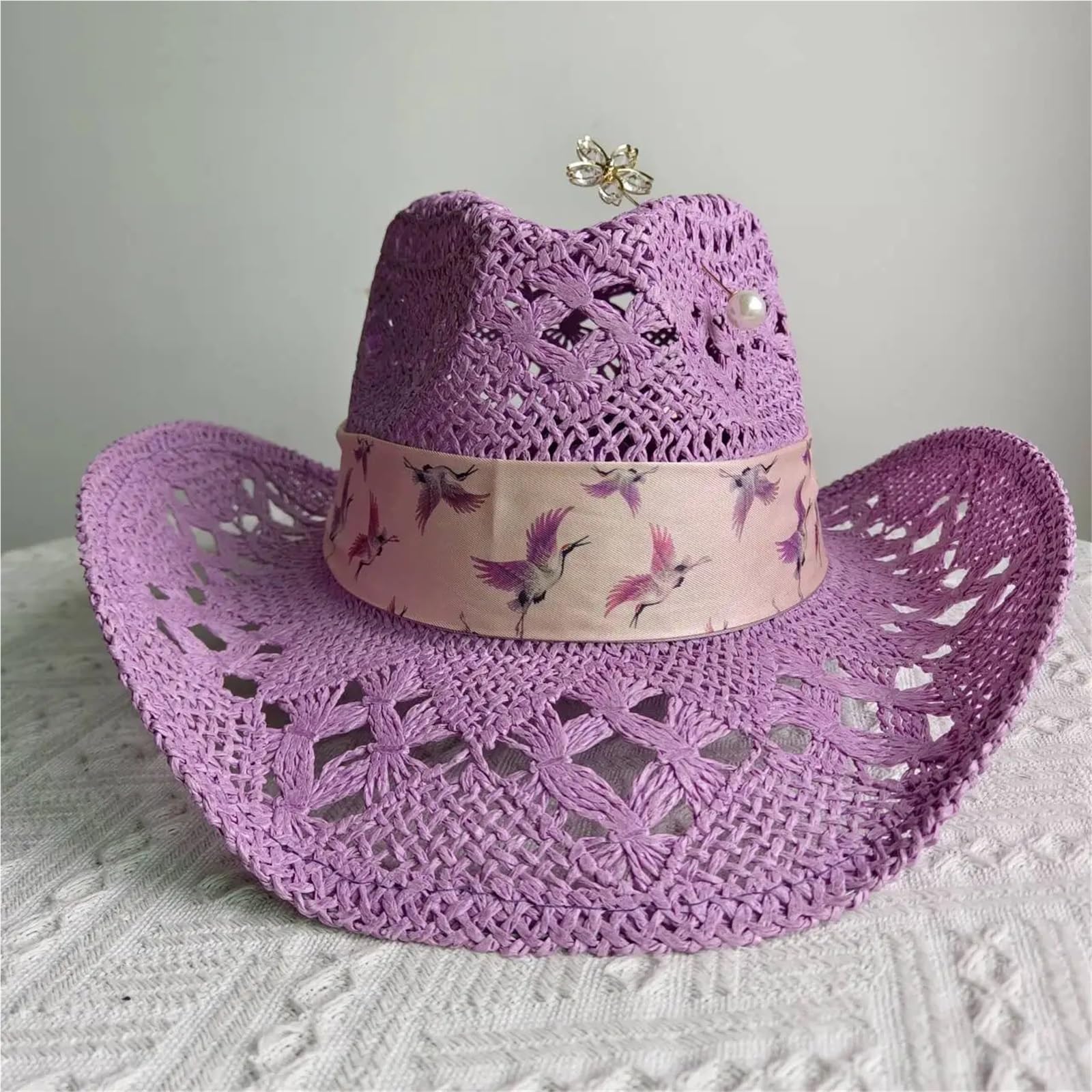 Cappello Paglia Cowboy Cappello Estivo in Paglia da Cowboy Intrecciato a Mano