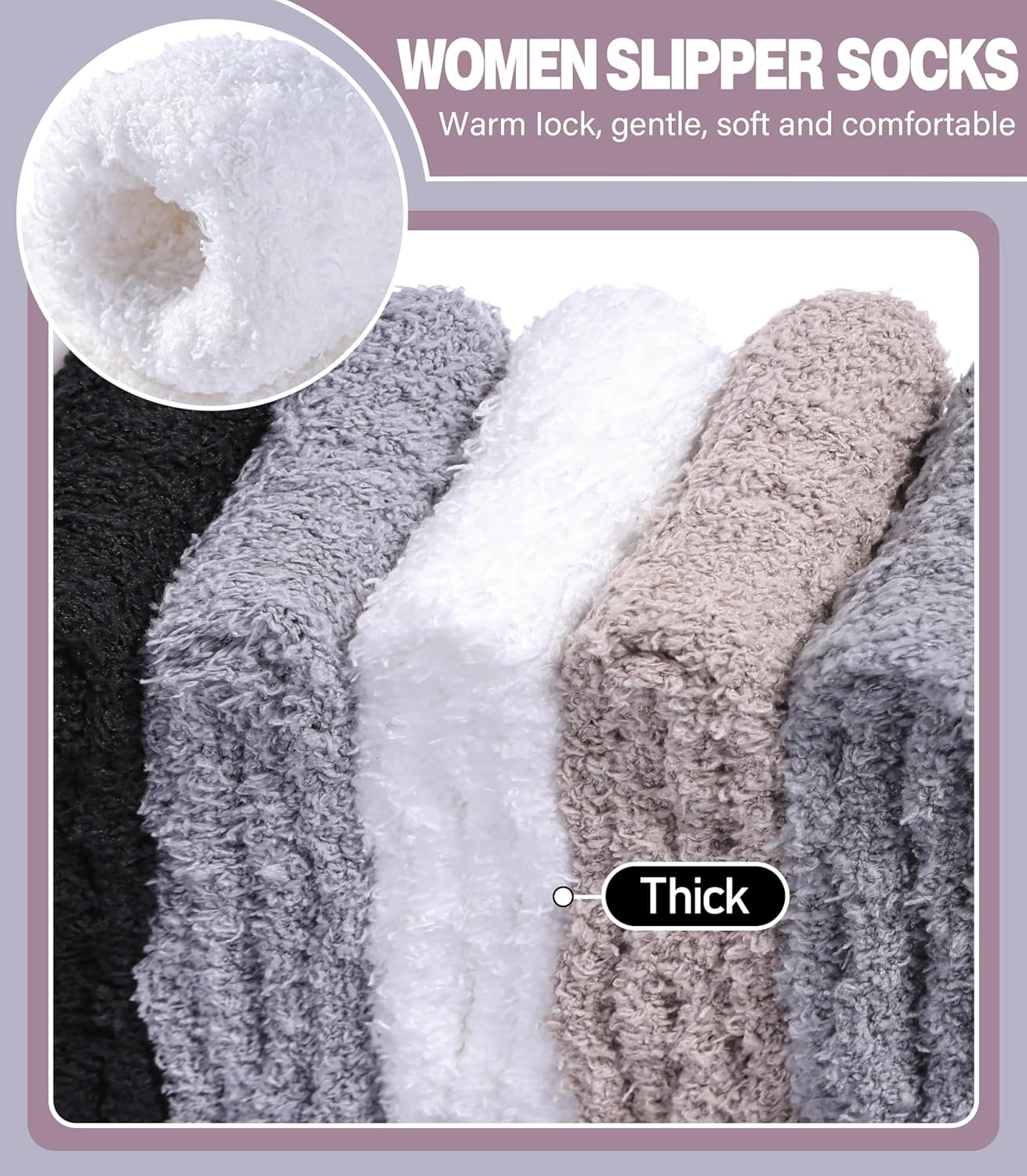 LANLEO Fuzzy Socks for Women Soft Cozy Fluffy Slipper Winter Warm Microfiber Plush Sleeping Socks - Image 3