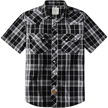 Dubinik Pearl Snap Western Shirts for Men Short Sleeve Cowboy Mens Casual Shirt with 2 Sawtooth Pocket Vintage
