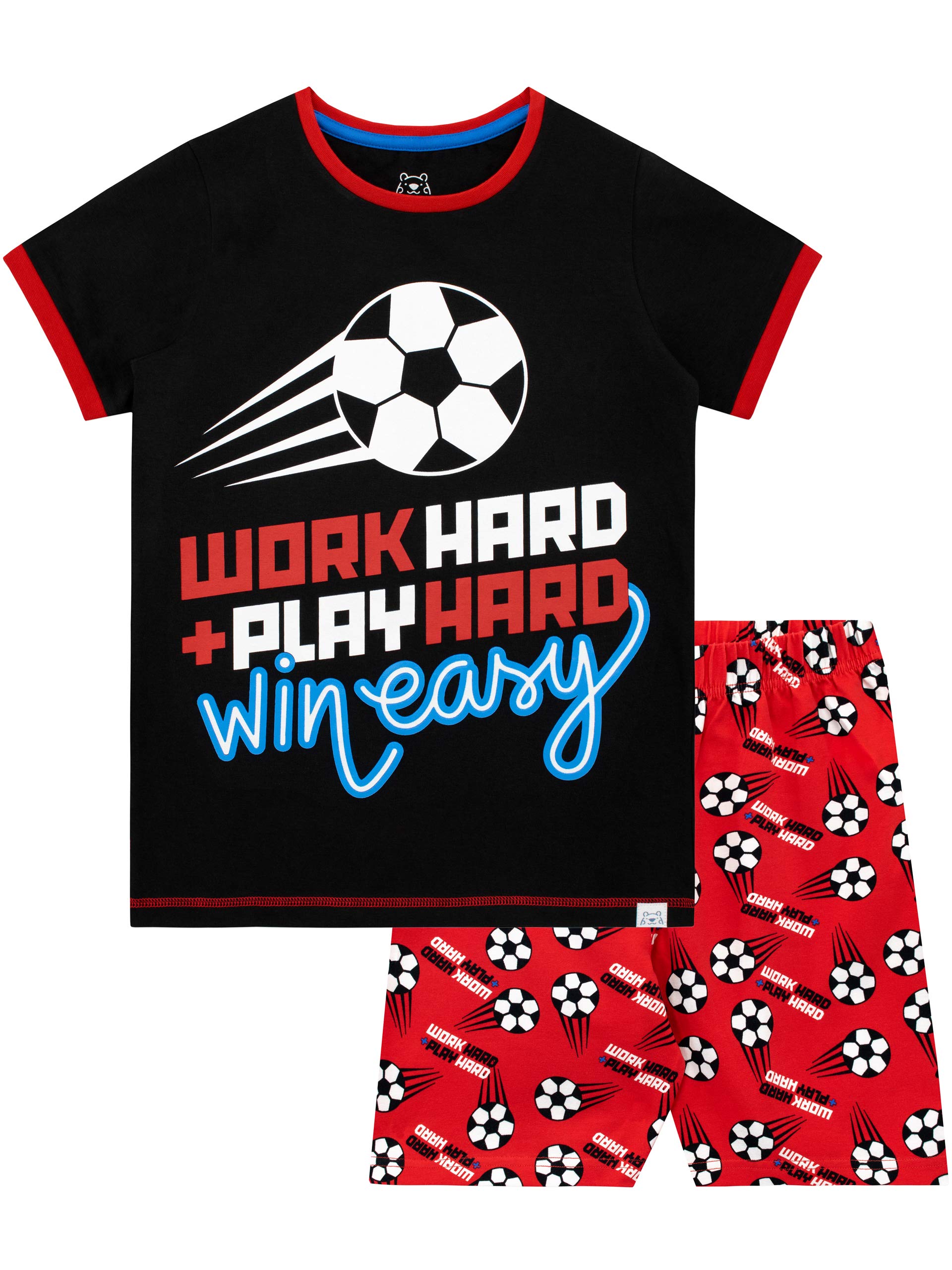 Harry Bear Boys Black Football Short Pyjamas Age 10 To 11 Years
