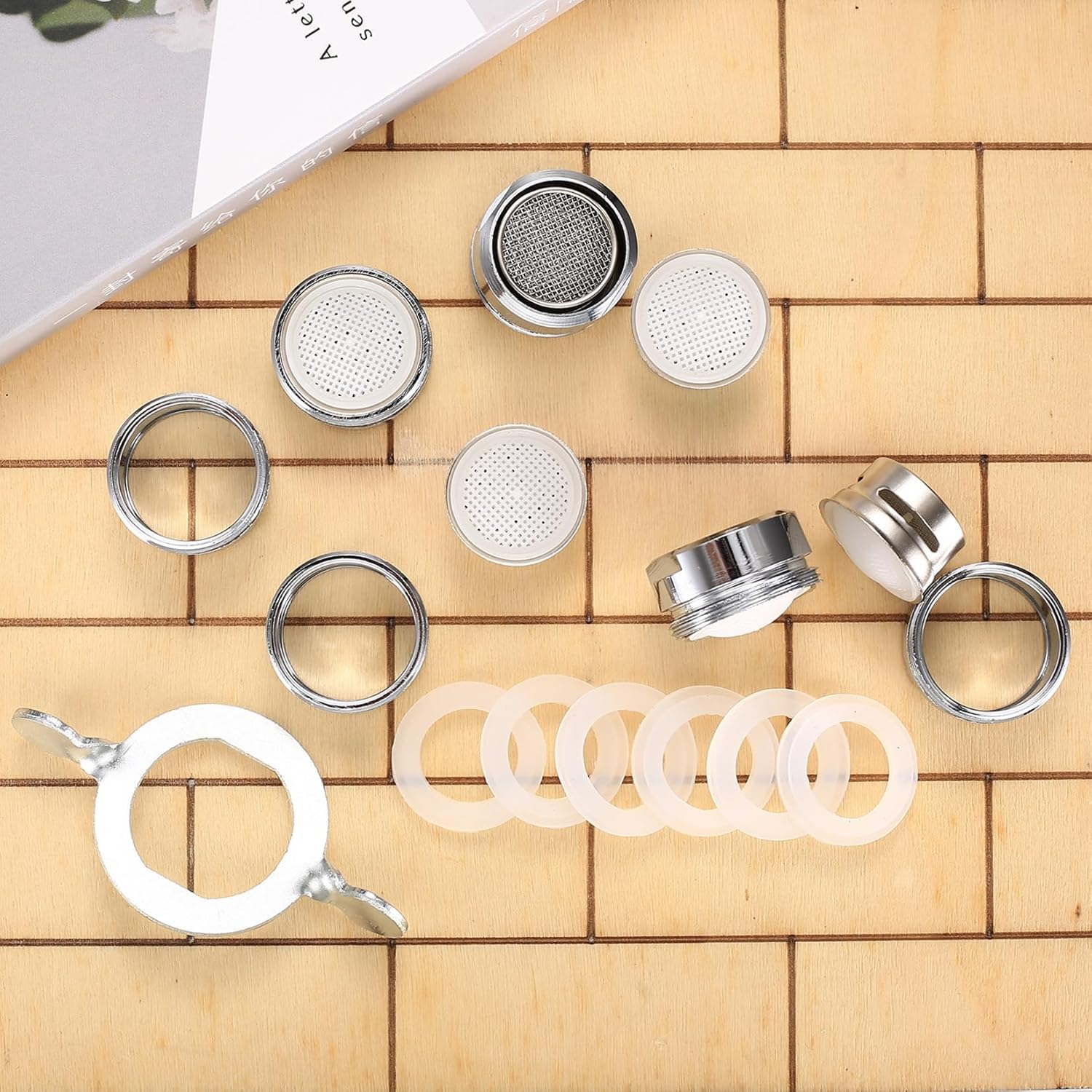 6 Pcs Bathroom Faucet Aerator Replacement Parts Male Threads Kitchen Sink Aerators Universal Size Stainless Steel Water Aerator Faucet Filter with Gaskets and Wrench for Kitchen Bathroom