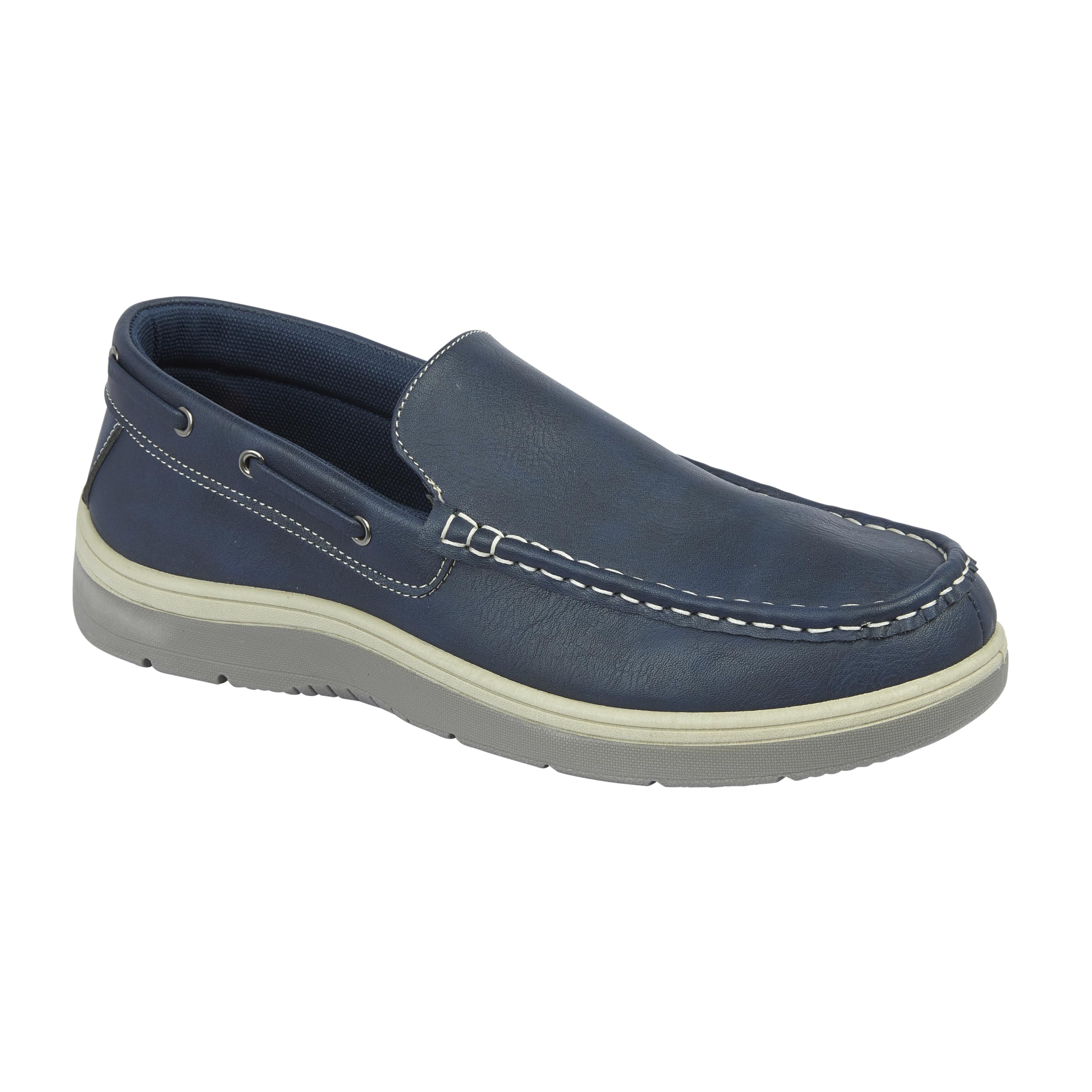 Men's Wide Fit Faux Leather Touch & Close Slip On Or Lace Up Casual Lightweight Comfort Boat Deck Shoes