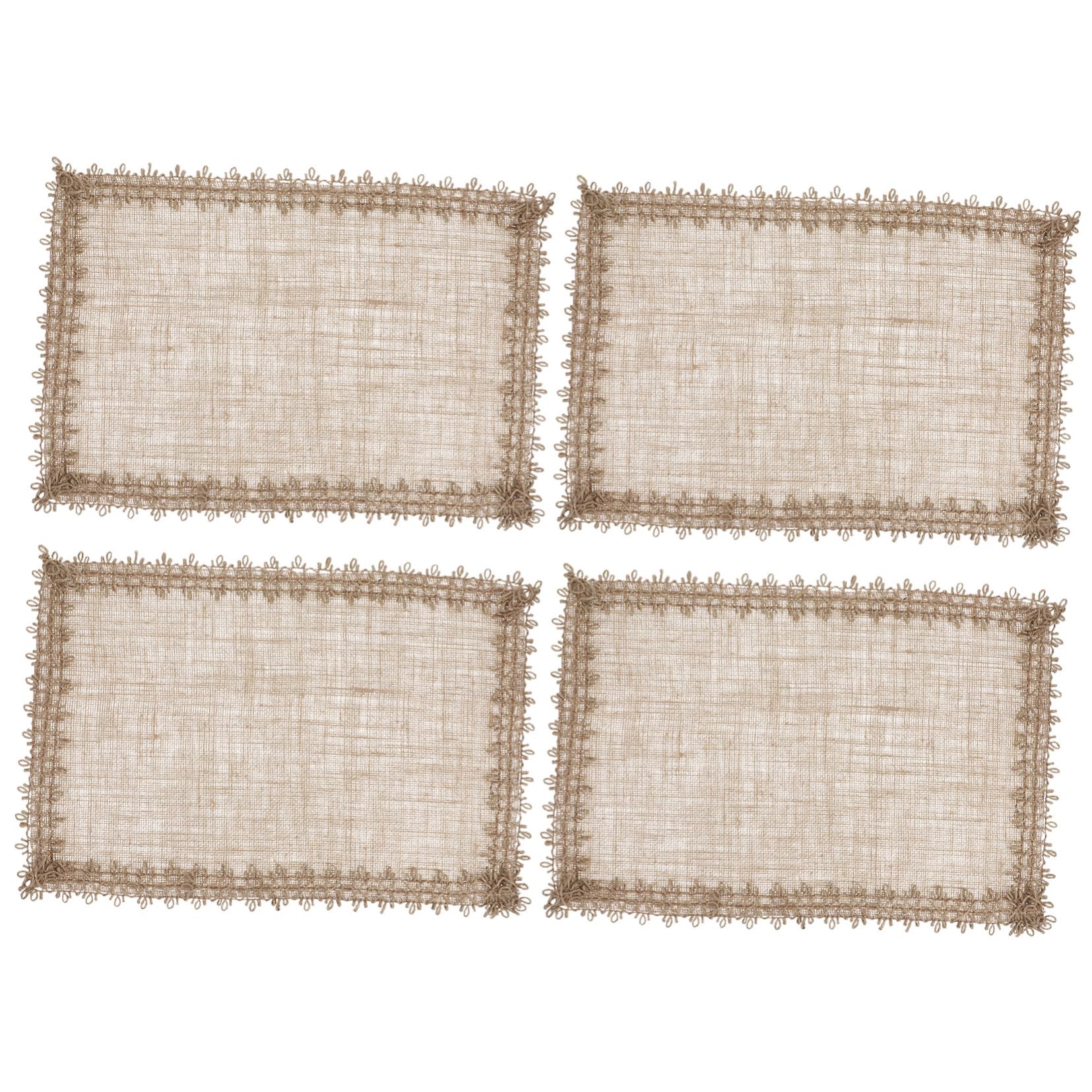 Jute naturel tressé pour décorations de table : tapis rectangulaires résistants au feu
