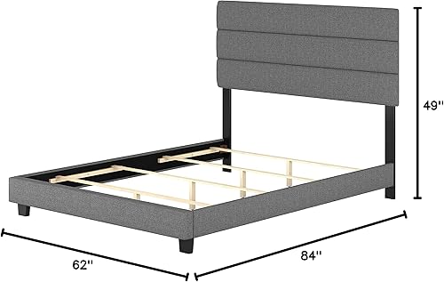 Miniatura 82 de Boyd Sleep Milan - Marco de cama de lino negro con plataforma totalmente tapizada con cabecero ajustable, base o somier calificado para su uso Negro
