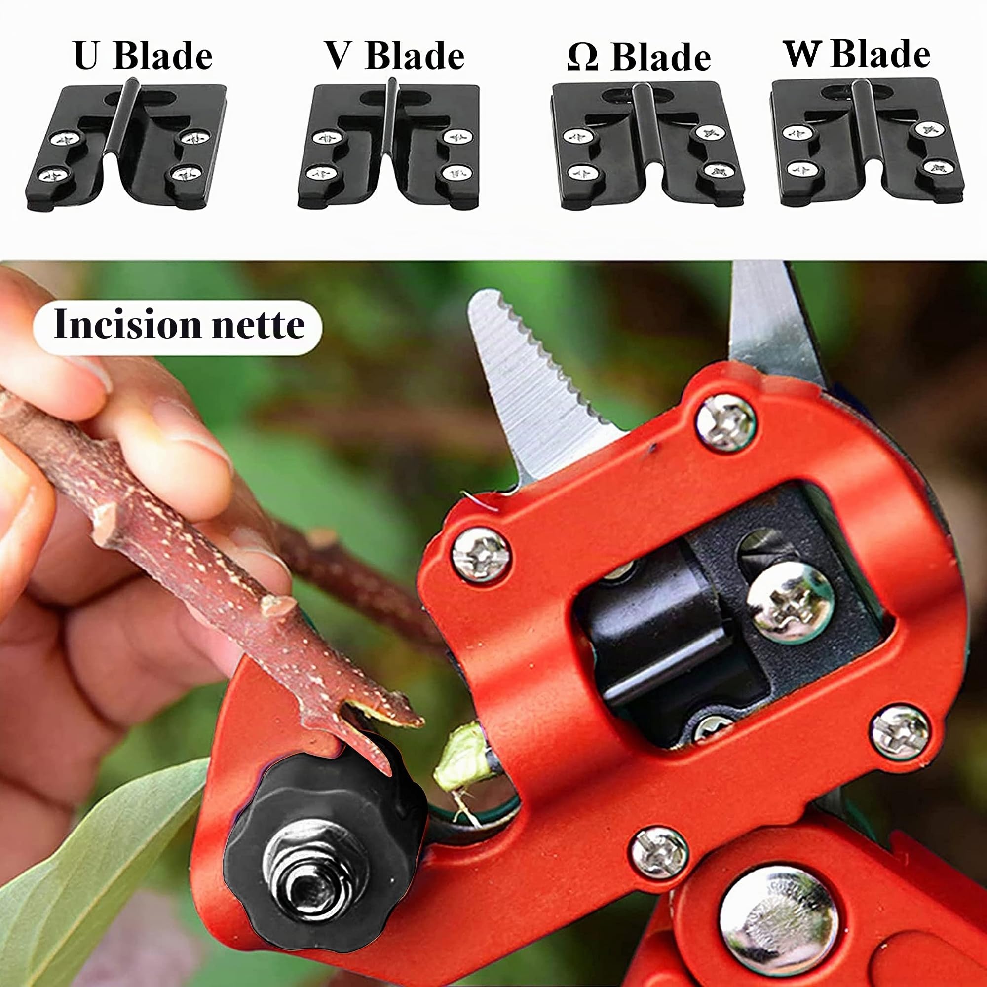Pince à Greffer Professionnelle D'arbres Fruitiers, Parfaits pour L'élagage et Le Greffage D'arbres Fruitiers et Plantes, avec 8 Lames de Greffe Remplaçables et Rouleau de Ruban et Accessoires,Rouge