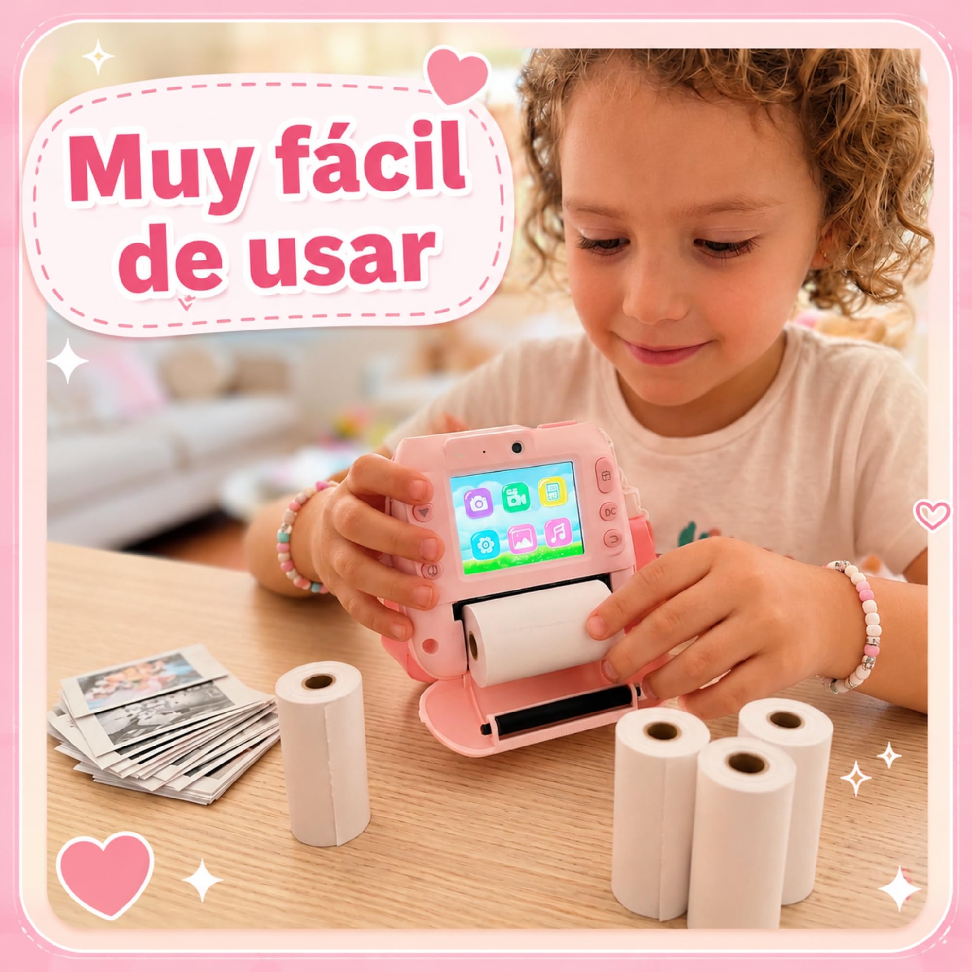 Cámara Fotos Infantil Instantánea para Niños y Niñas 3-12 Años - Imprime +50 Fotos Seguidas sin Sobrecalentarse - Graba Vídeo - Sin Juegos - SD 32GB + 5 Rollos Térmicos - Caja Regalo Premium