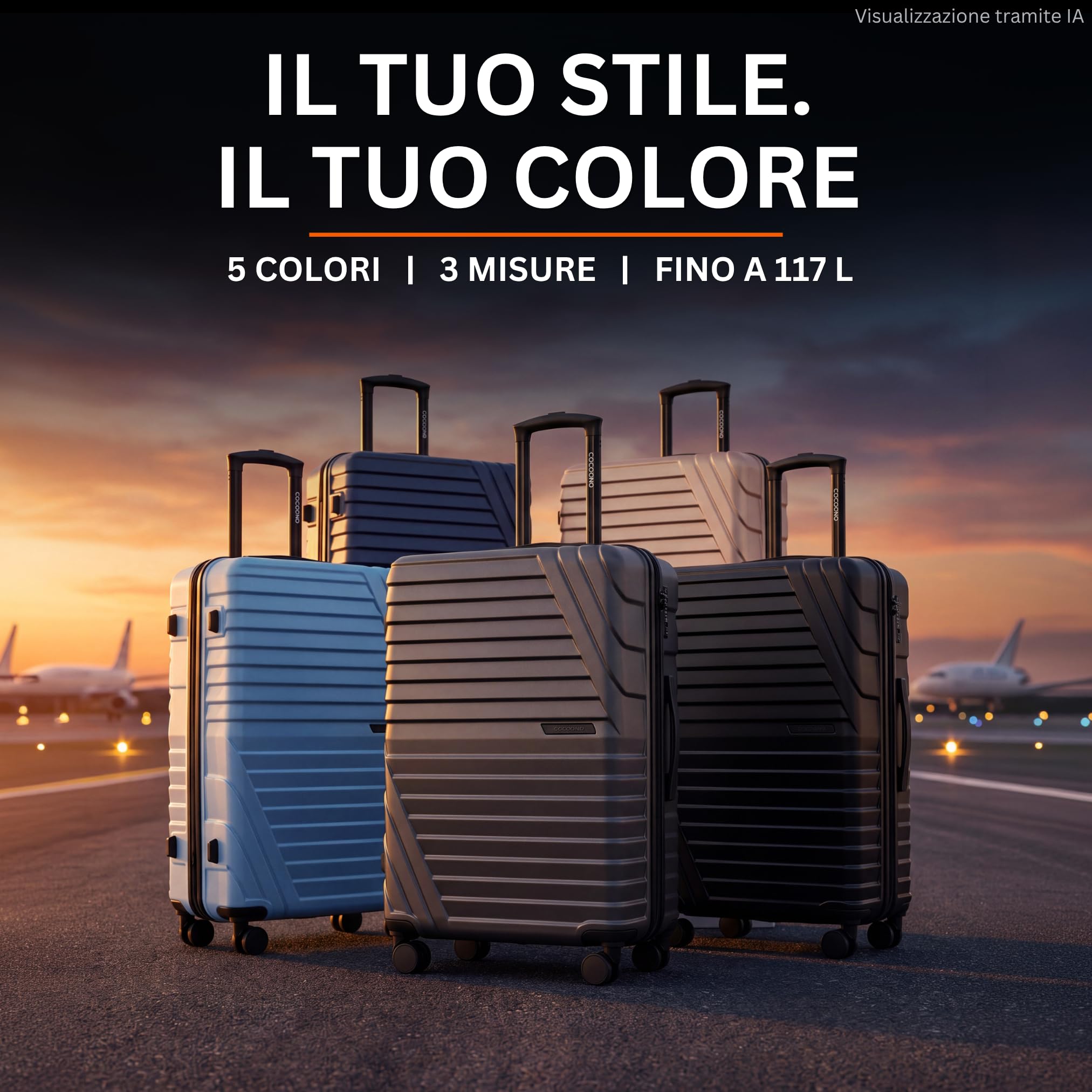Cocoono Capienza 100-117 litri espandibile con soffietto, 78x50x30 cm, 4 doppie ruote girevoli a 360 gradi, lucchetto TSA integrato Trolley rigido (Nero, XL)