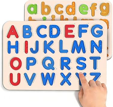 Sensory Silicone Letter Tracing Pad Double-Sided Textured Sensory Toys for Learning Focus & Fine Motor, Quiet Travel Toy, Preschool Learning Activities, Educational Montessori Toys for Toddlers Kids