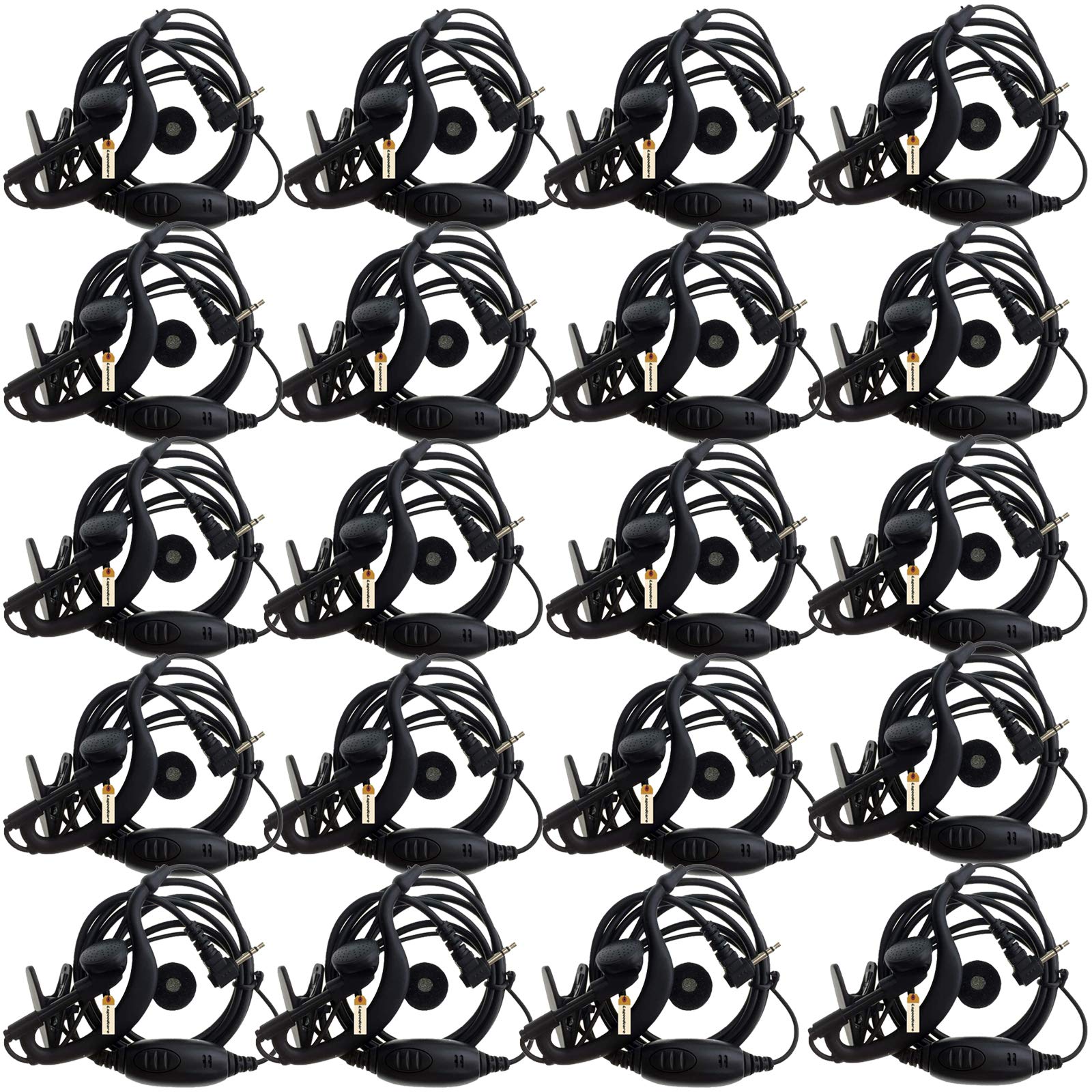 Lsgoodcare 20Pack 2.5MM 1 Pin G Shape Earhook Ear-Clip Headset Earpiece PTT and Mic Compatible with Motorola Talkabout 2 Way Radio MH230R MR350R