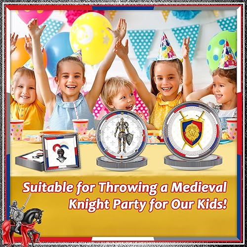 Miniatura 4 de chiazllta 96 piezas de decoraciones medievales para fiestas de cumpleaños de castillo, platos de papel y servilletas, suministros de cumpleaños de