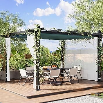 10x13 Ft Outdoor Aluminum Pergola with Adjustable Roof