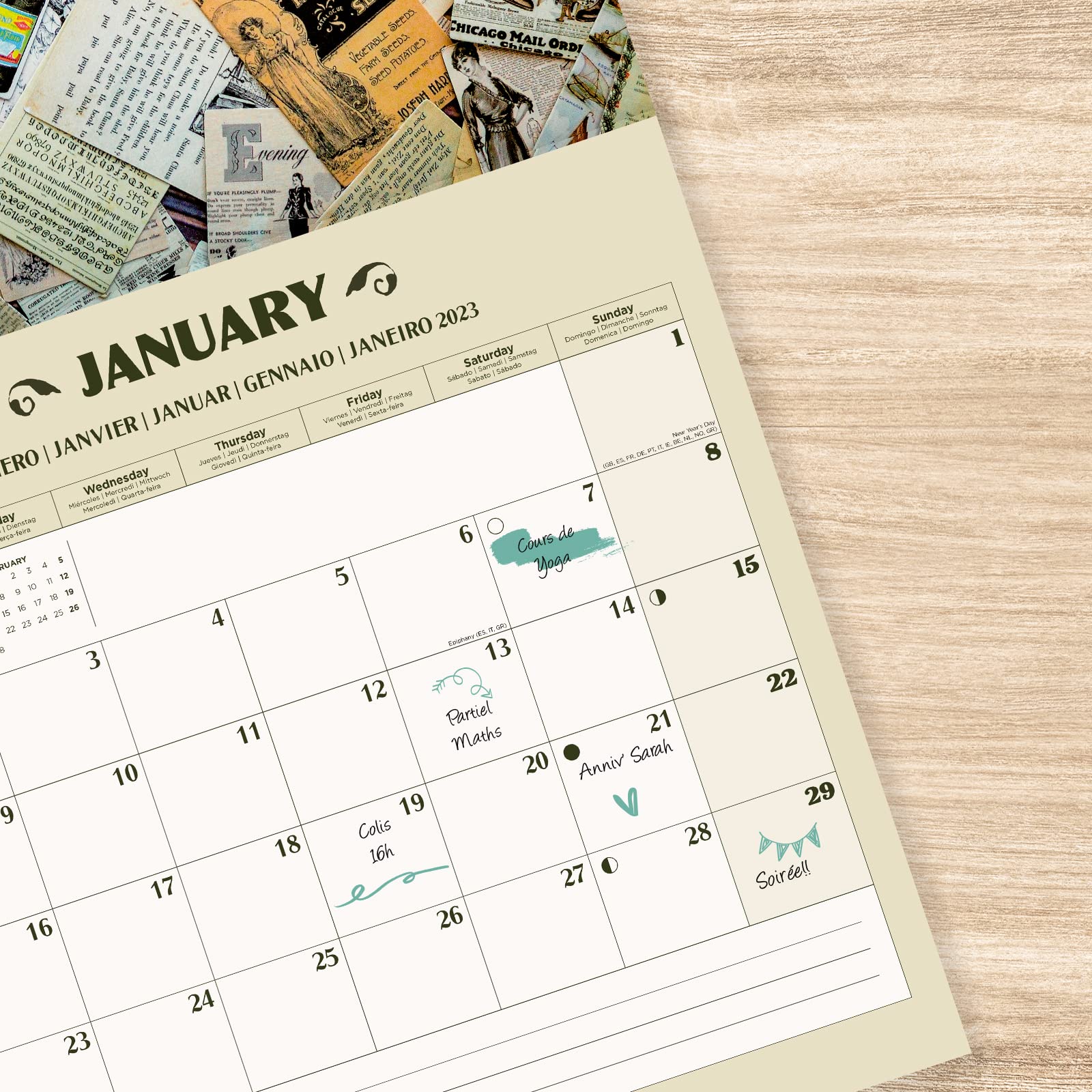 Calendrier Mural 2023 Pusheen 12 Mois - 30x60cm - Illustré Et Multilingue