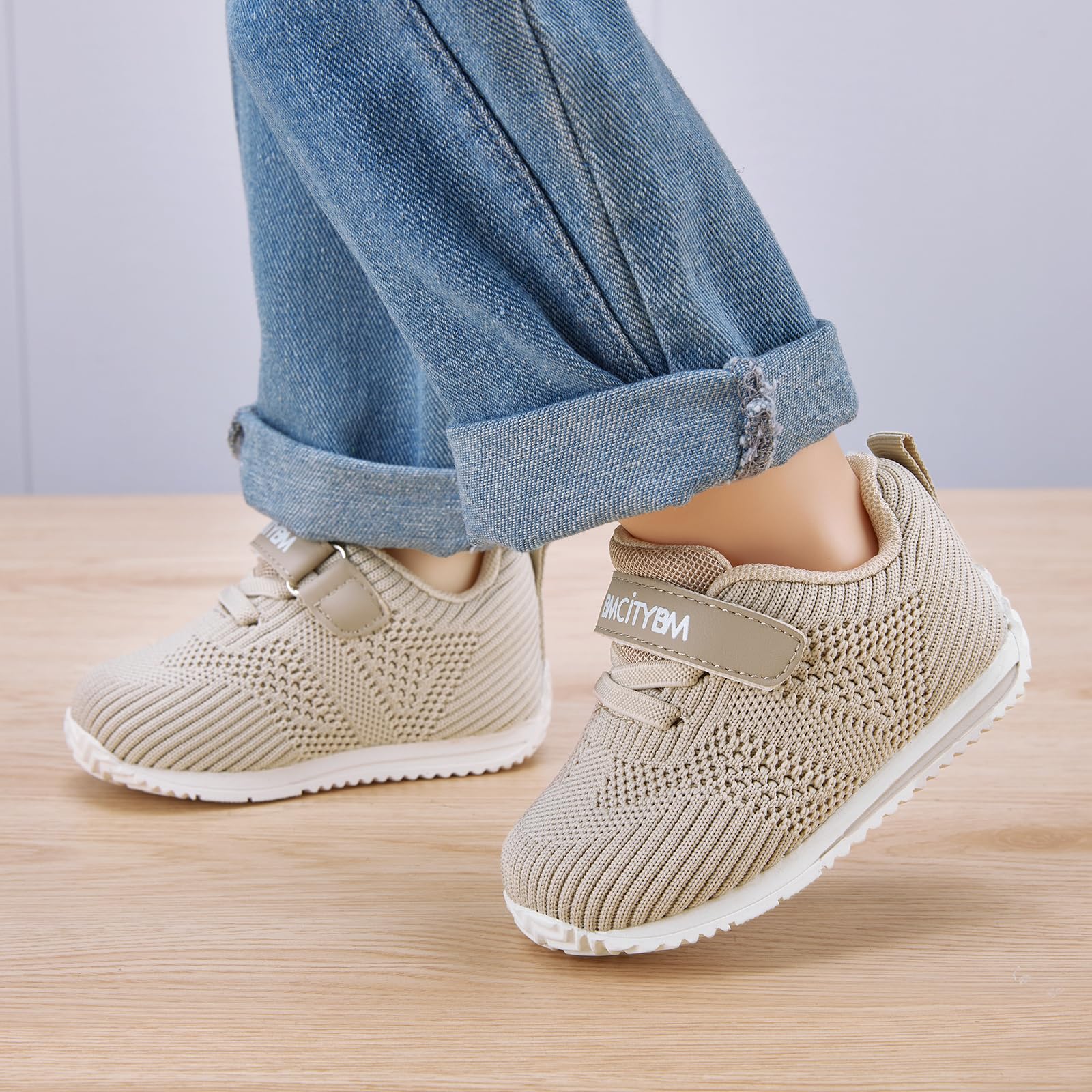 BMCiTYBM Baby Walking Shoes Boy Girl Tennis Sneakers Breathable Infant First Walker Shoes 6 9 12 18 24 Months Camel Size 12-18 Months Infant