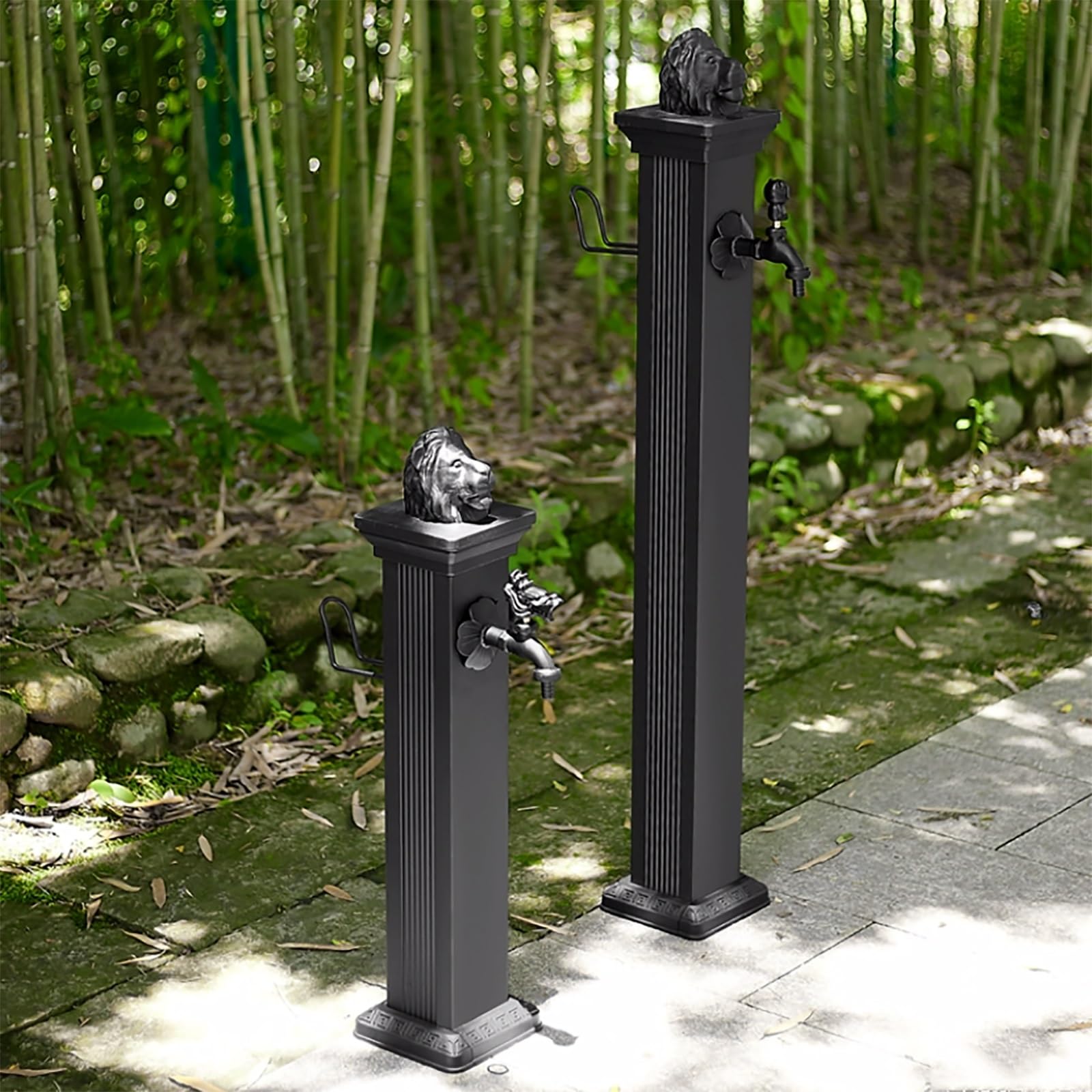 Kolumna wodna z kranem, kolumna ogrodowa ze stali nierdzewnej - pionowy dozownik wody 304 z płynem przeciw zamarzaniu,cyjny hydrant zewnętrzny - cylindryczna konstrukcja, czarny, 44 c
