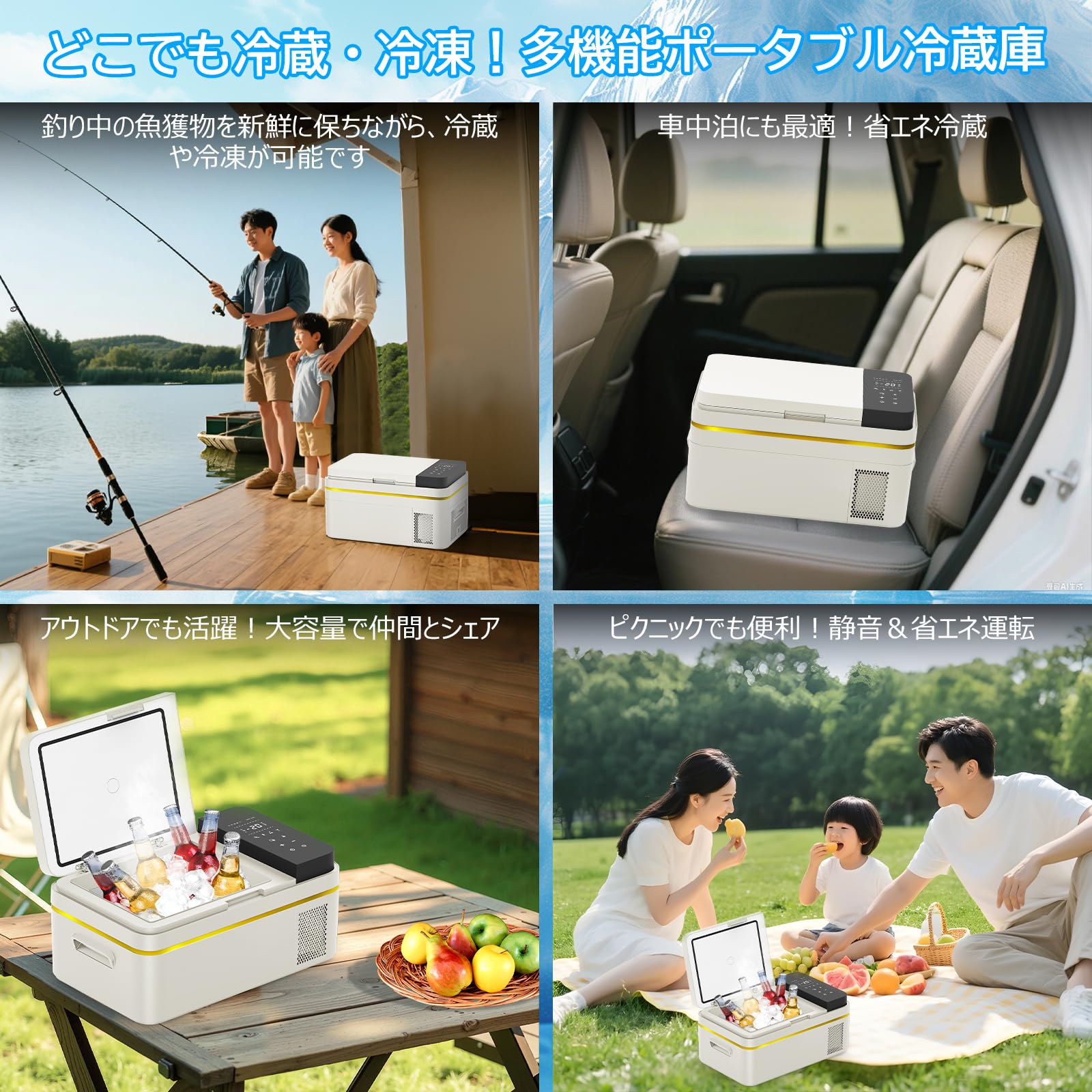 Amazon.co.jp: ポータブル冷蔵庫 20L 車載冷蔵庫 バッテリー付き −20